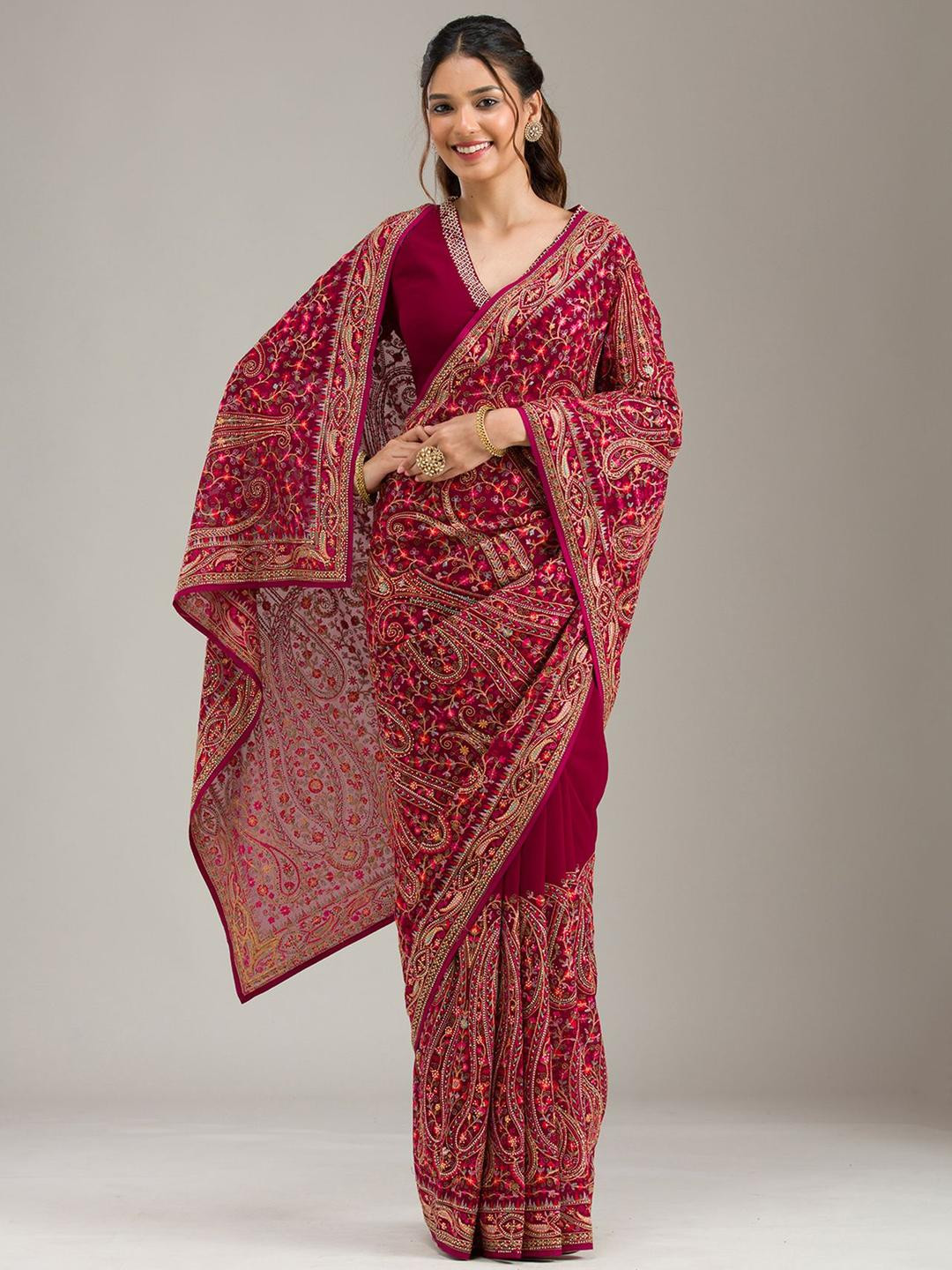 Koskii Embellished Embroidered Threadwork Saree
