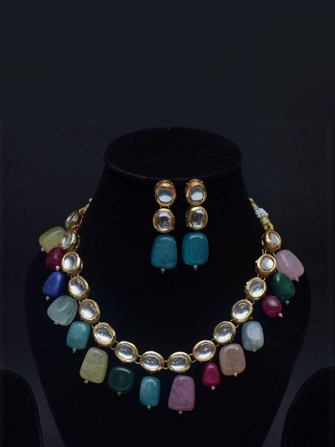 ANSHI ART Brass-Plated Alloy Kundan Necklace