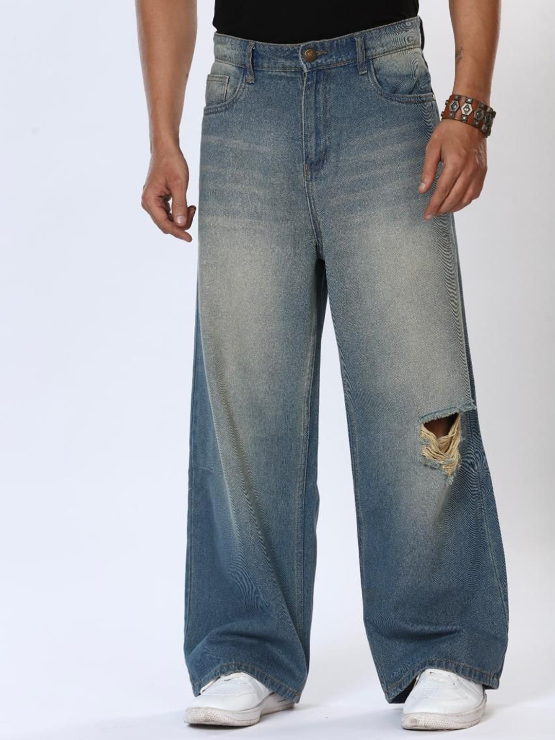 YOUTHIX Men Baggy Low-Rise Heavy Fade Cotton denim pants