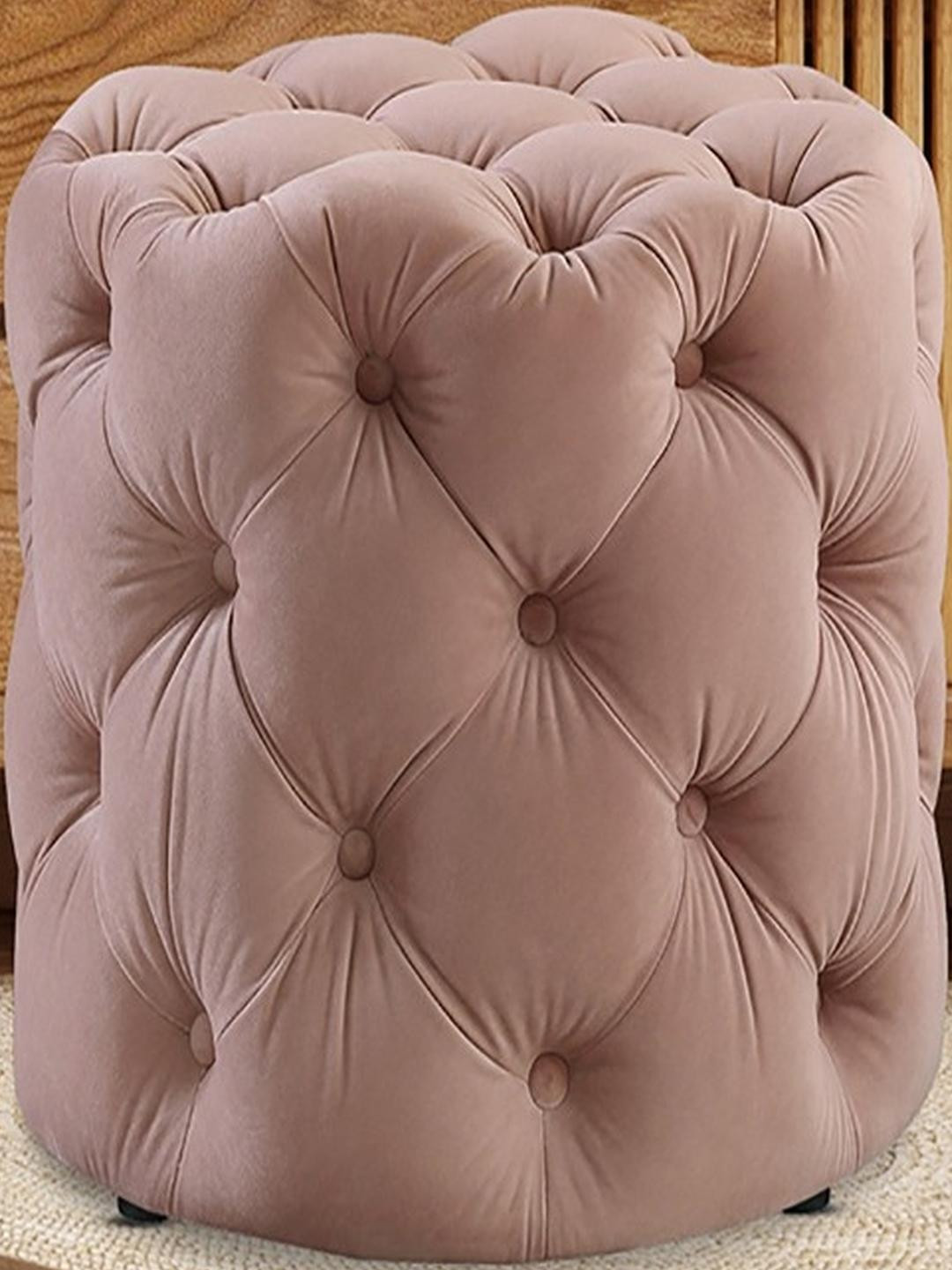 DOE BUCK Wood Velvet Round Ottomans