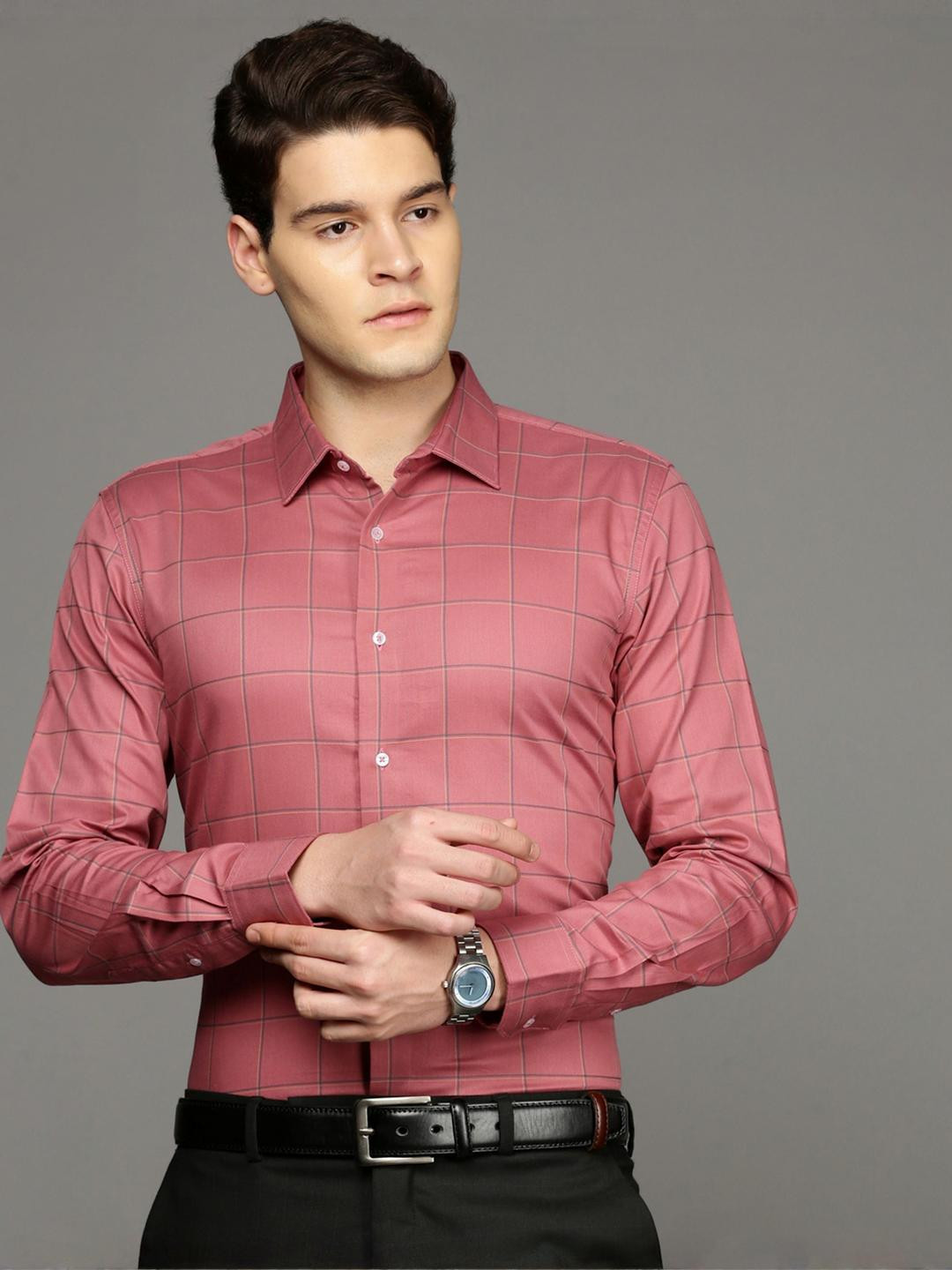 Independence Windowpane Checks Checked Comfort Slim Fit Formal Shirt