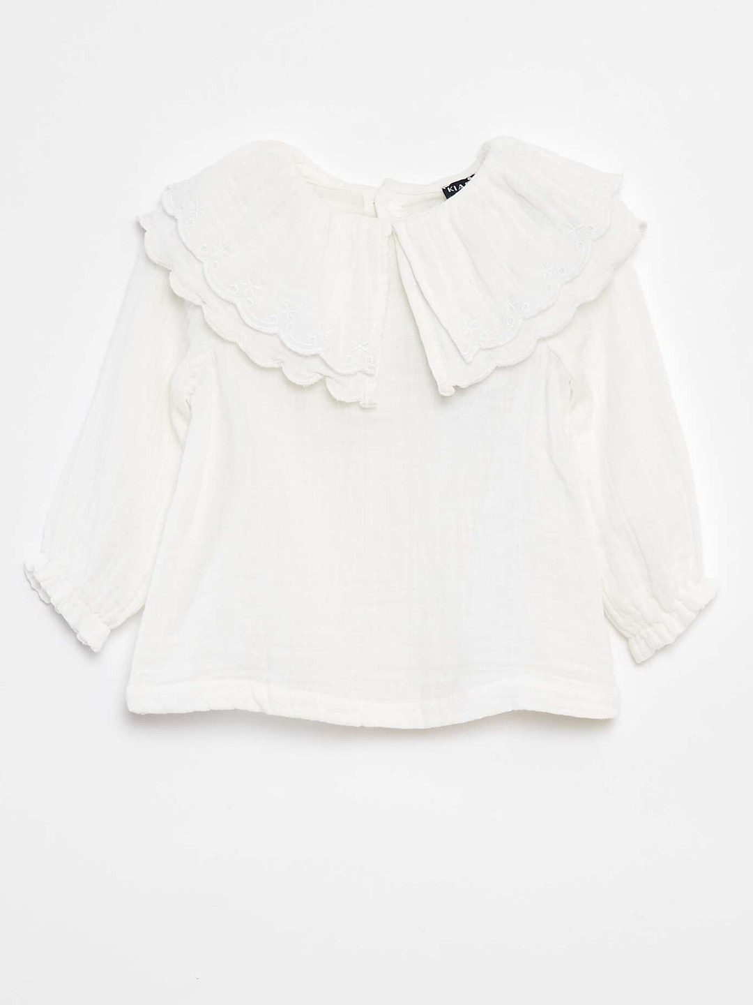 KIABI Girls Above the Keyboard Collar Puff Sleeves Pure Cotton Shirt Style Top