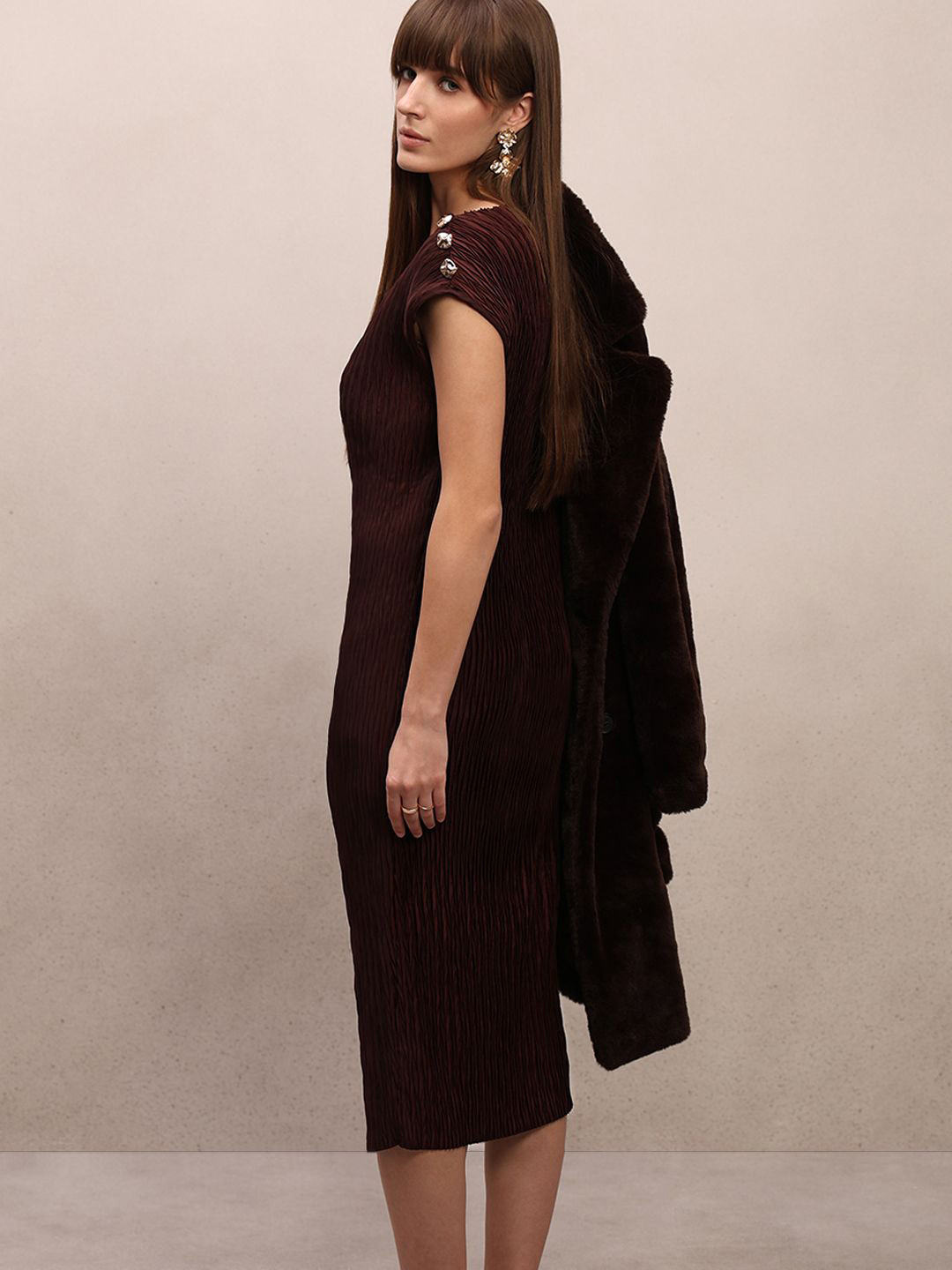 Vero Moda Women Cable Knit Boat neck Bodycon Dress