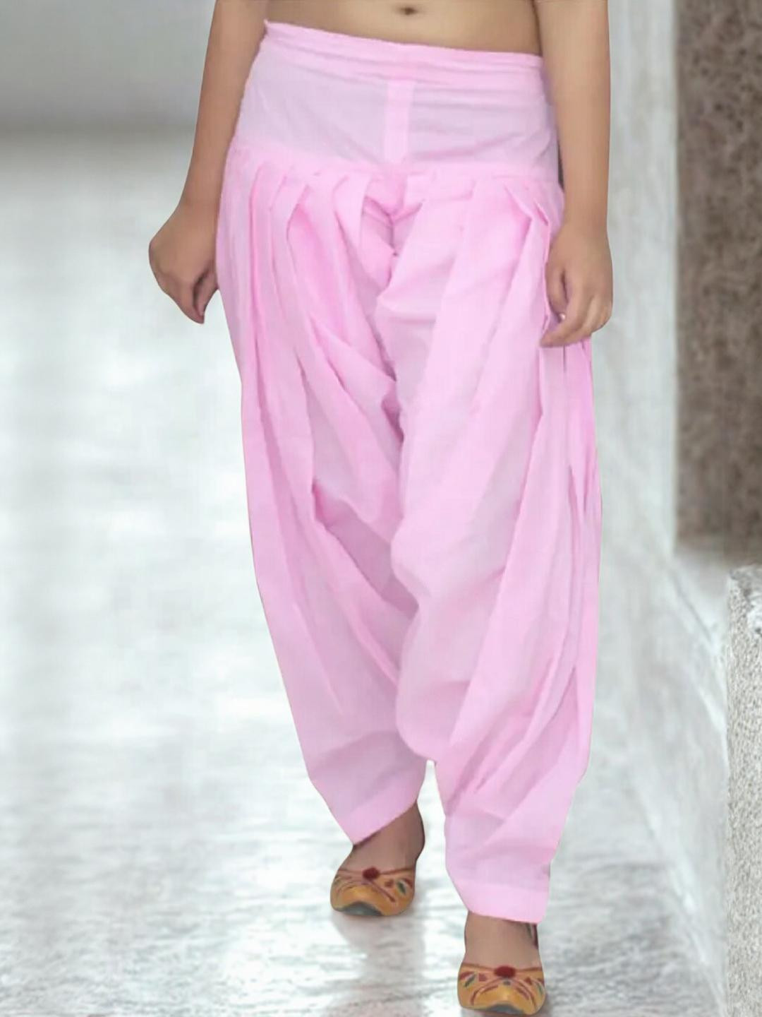 Mytrendzs Baby Pink Pure Cotton Pleated Patiala Salwar