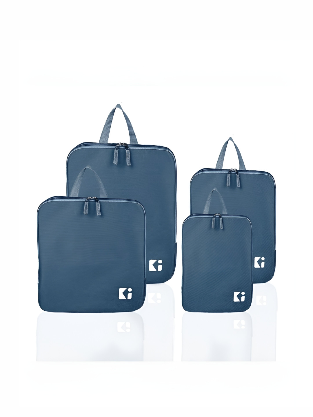 Aura Navy Blue 4 Pieces Reusable Waterproof Travel Kit For Toiletries With Handles