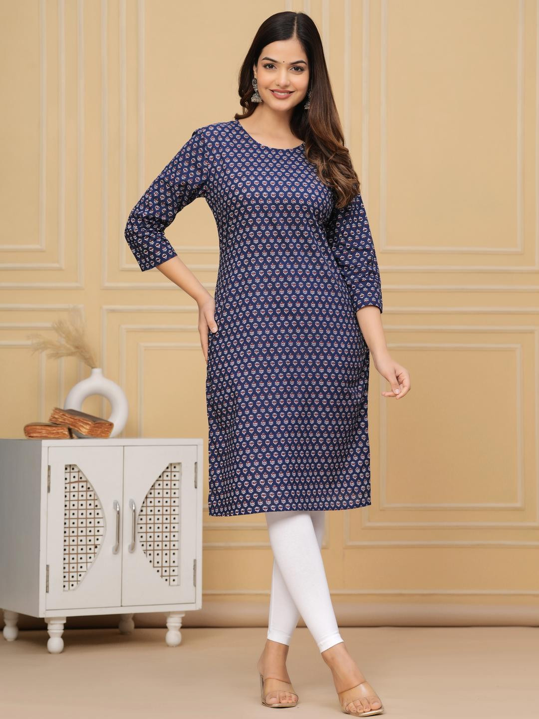 HARITWAL Women Navy Blue Kurtis