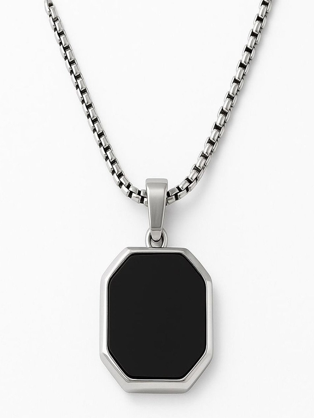 Janki Retails Men Stainless Steel Square Shaped Pendant With Chain