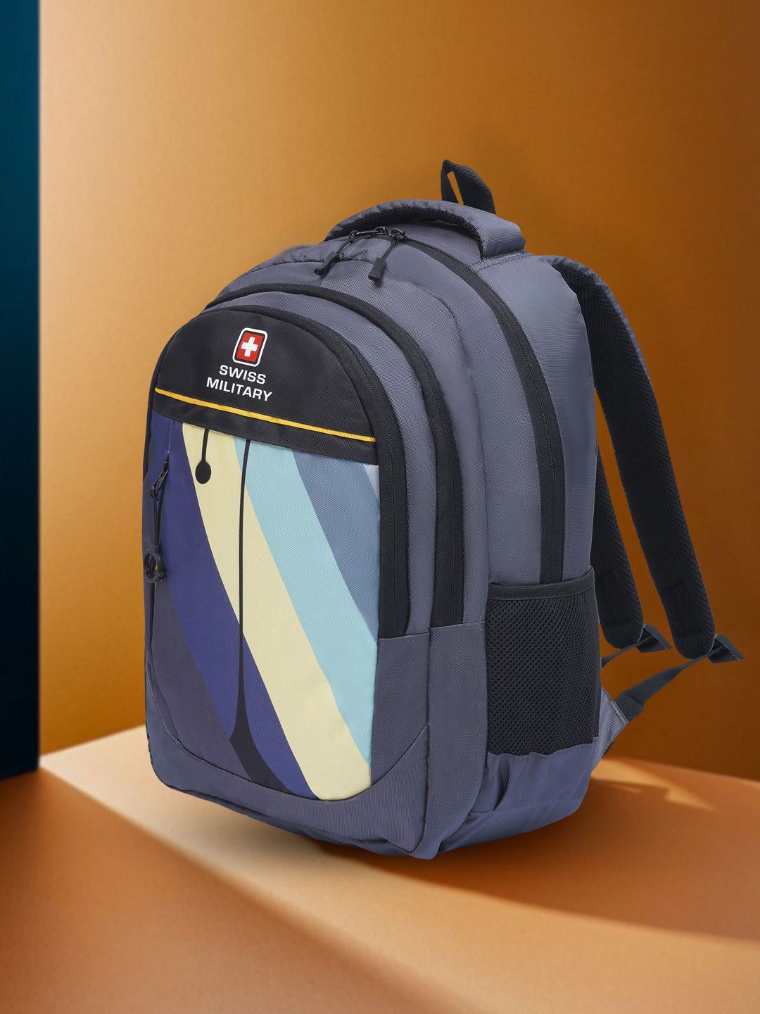 SWISS MILITARY Unisex Geometric Backpack with Compression Straps
