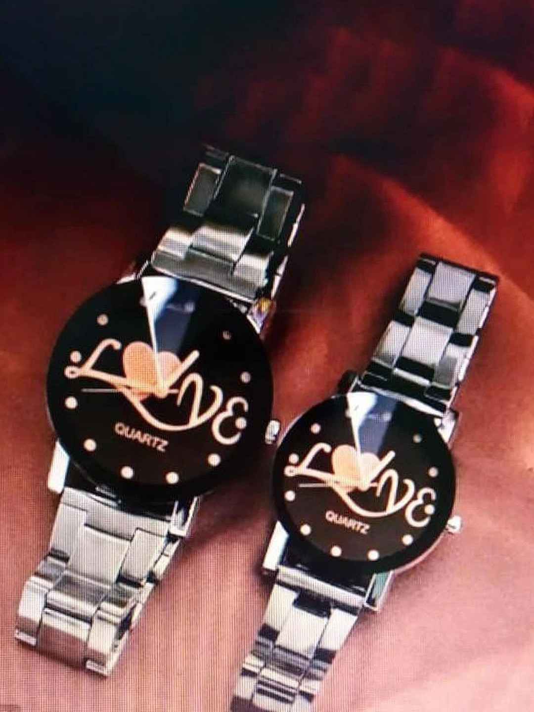 Skylark Unisex Set of 2 Printed Dial & Stainless Steel Digital Watch SEO_heartcouplemetal
