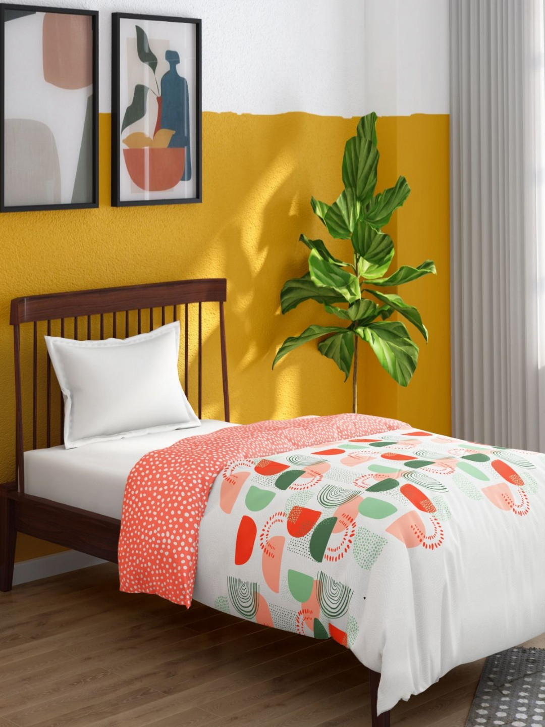 Portico TagTrend Peach-Coloured Abstract AC Room 80 GSM Cotton Single Bed Comforter