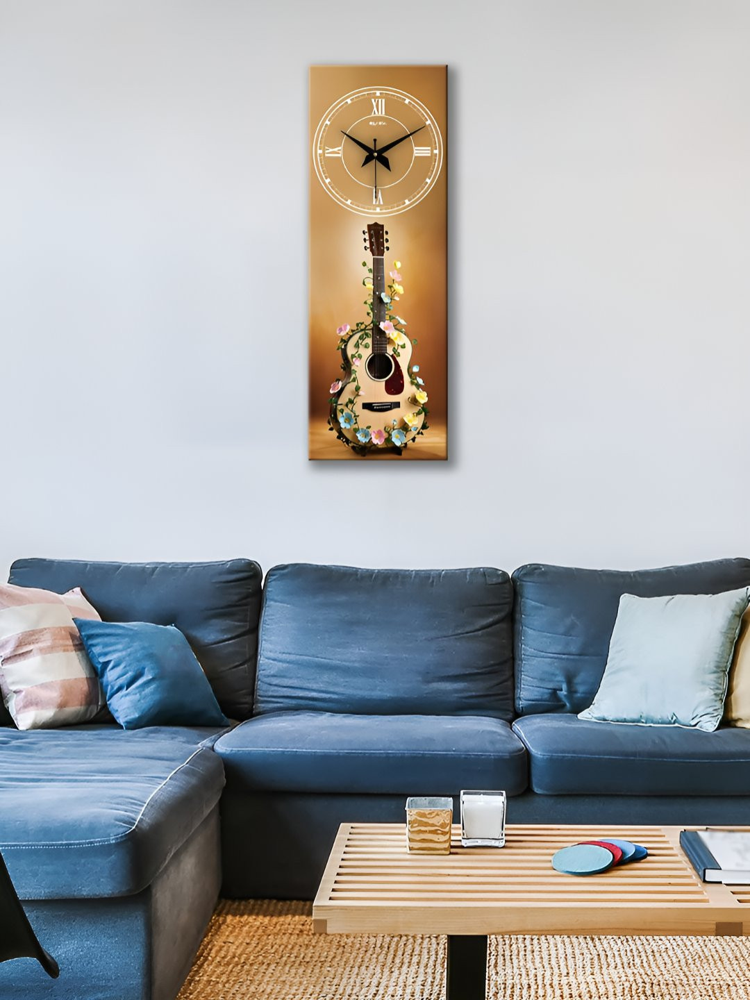 OLIVE TREE Brown & White Graphic Printed Traditional Wooden Analogue Wall Clock