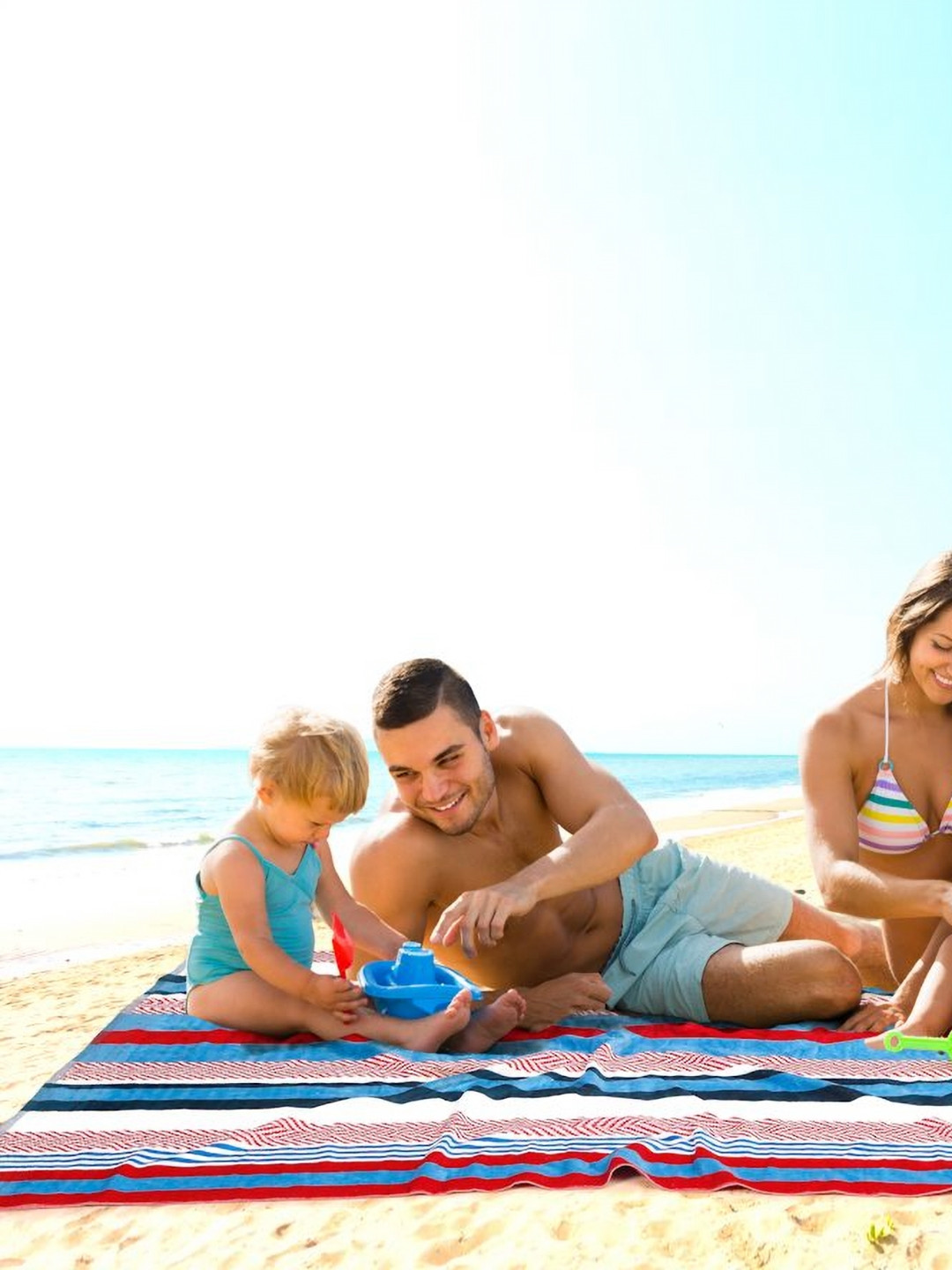 Creeva Patriotic Blue & Red Striped 500 GSM Cotton Beach Towel