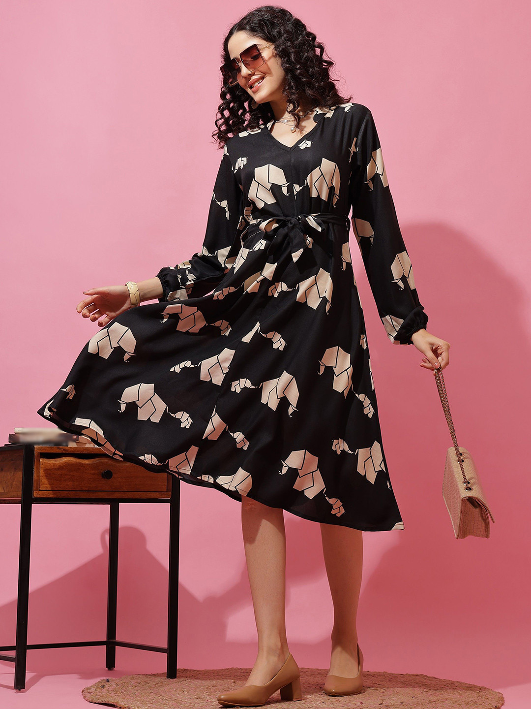 SHEETAL Associates Women Printed A-Line Midi Dress