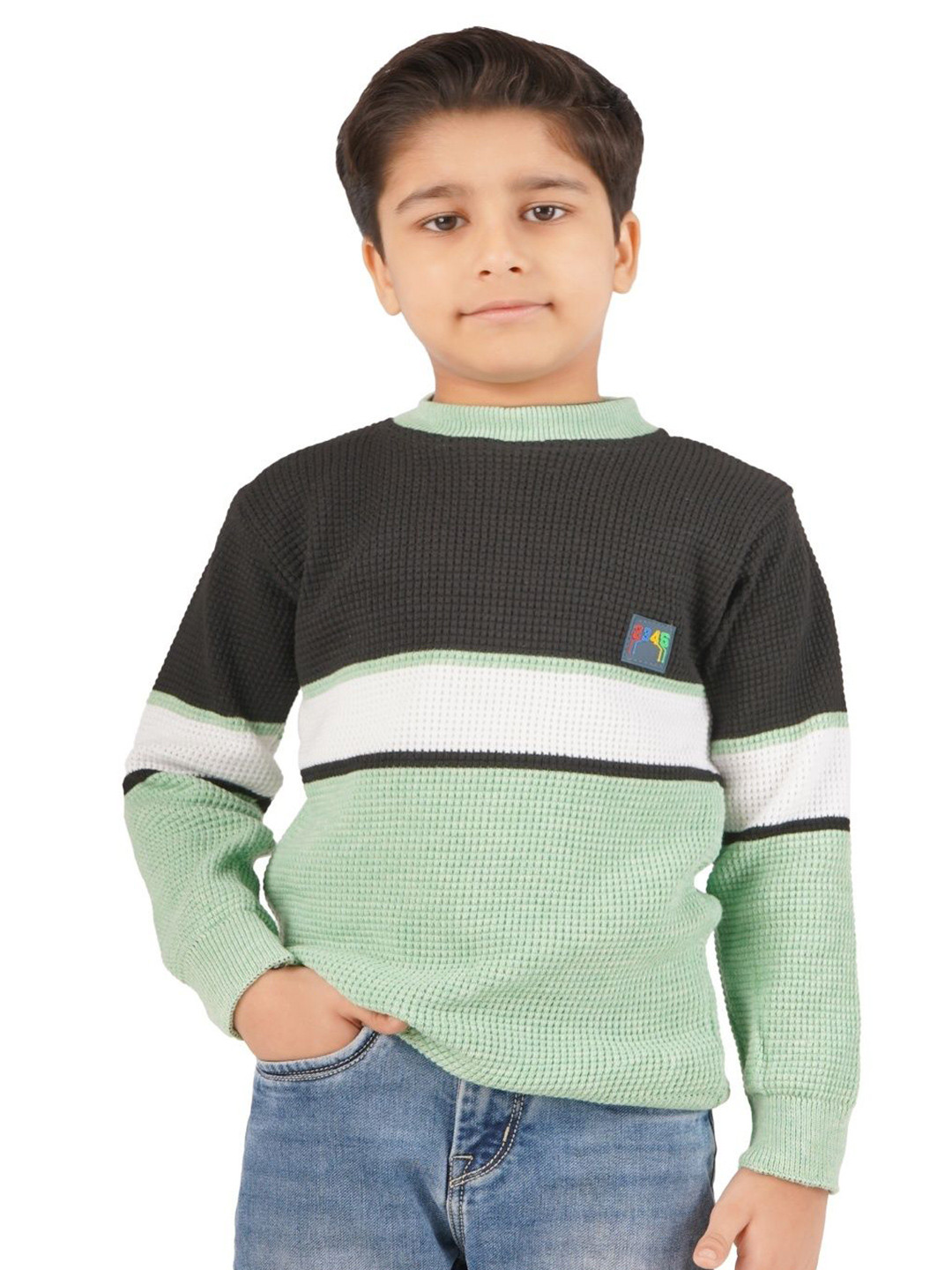 BADOS Unisex Kids Striped Woollen Pullover Sweater