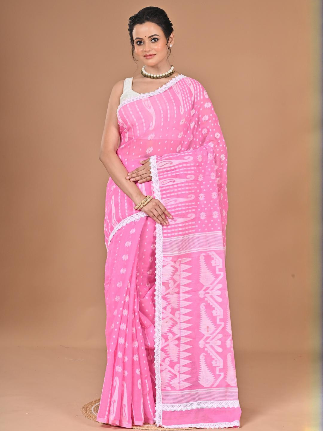 BALIKA TEXTILE Women Pink Sarees