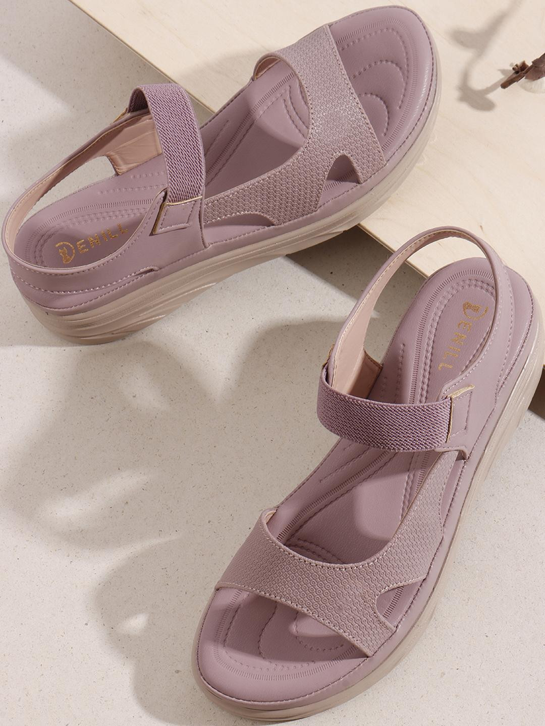 Denill Peach Comfortable Ankle Strap Flat Sandals