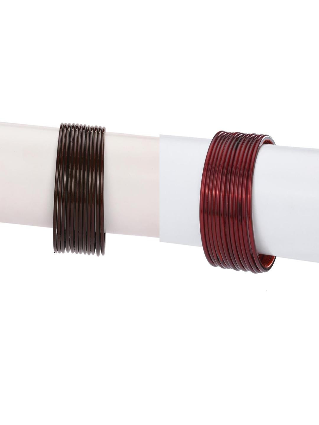 Somil Elegant Plain Glass Bangles Set For Women Handmade Traditional Chudi For Daily & Festive, Party, Function For Everyday & Special Occasions, Pack Of 24, Brown, Maroon