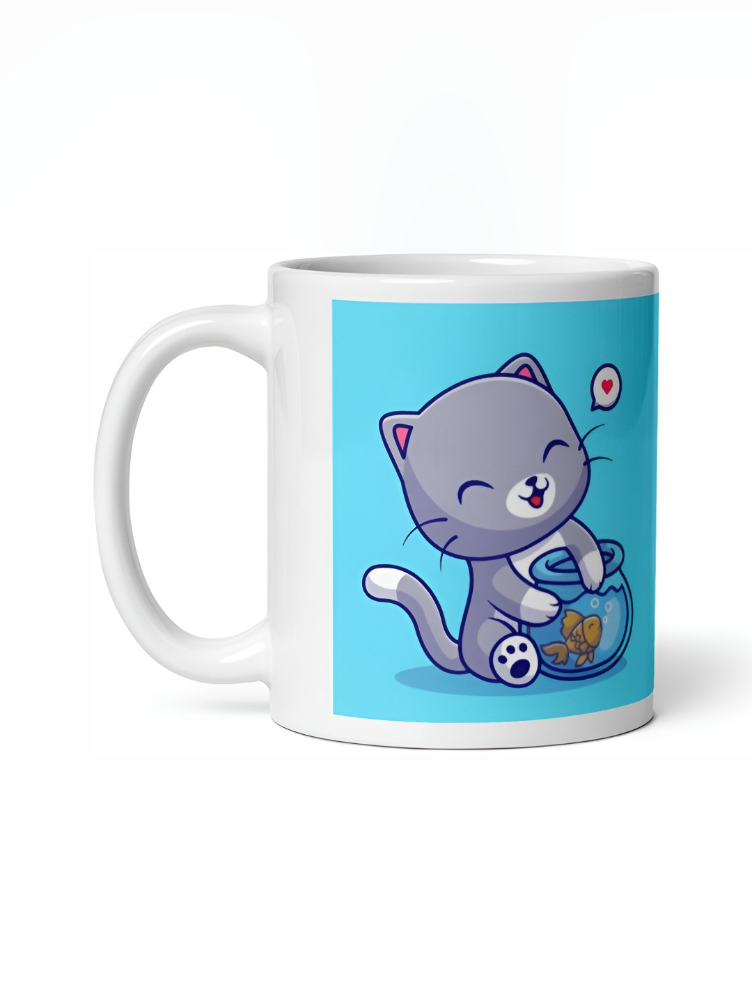 Mr UVD White & Blue Animal Printed Matte Ceramic Mugs