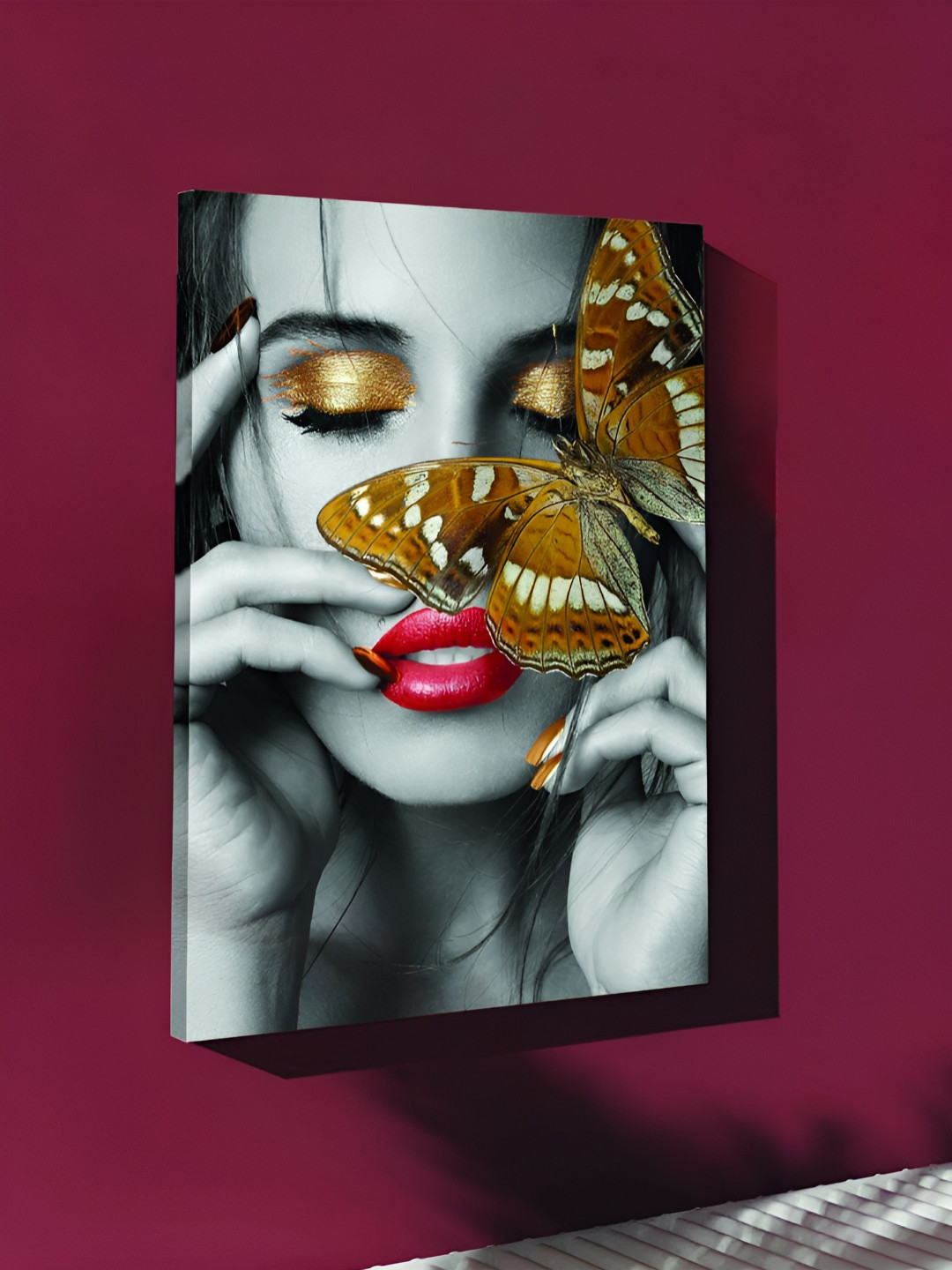 Myntra Elegant Homes Lady with Butterfly Canvas Painting Wall Art