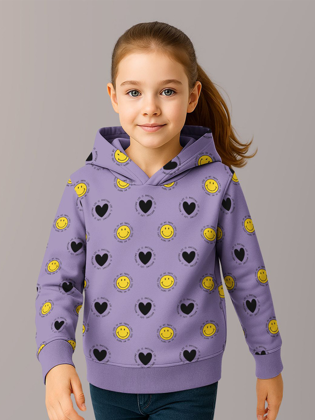 HELLCAT Girls Graphic Printed Long Sleeves Hooded Sweatshirt