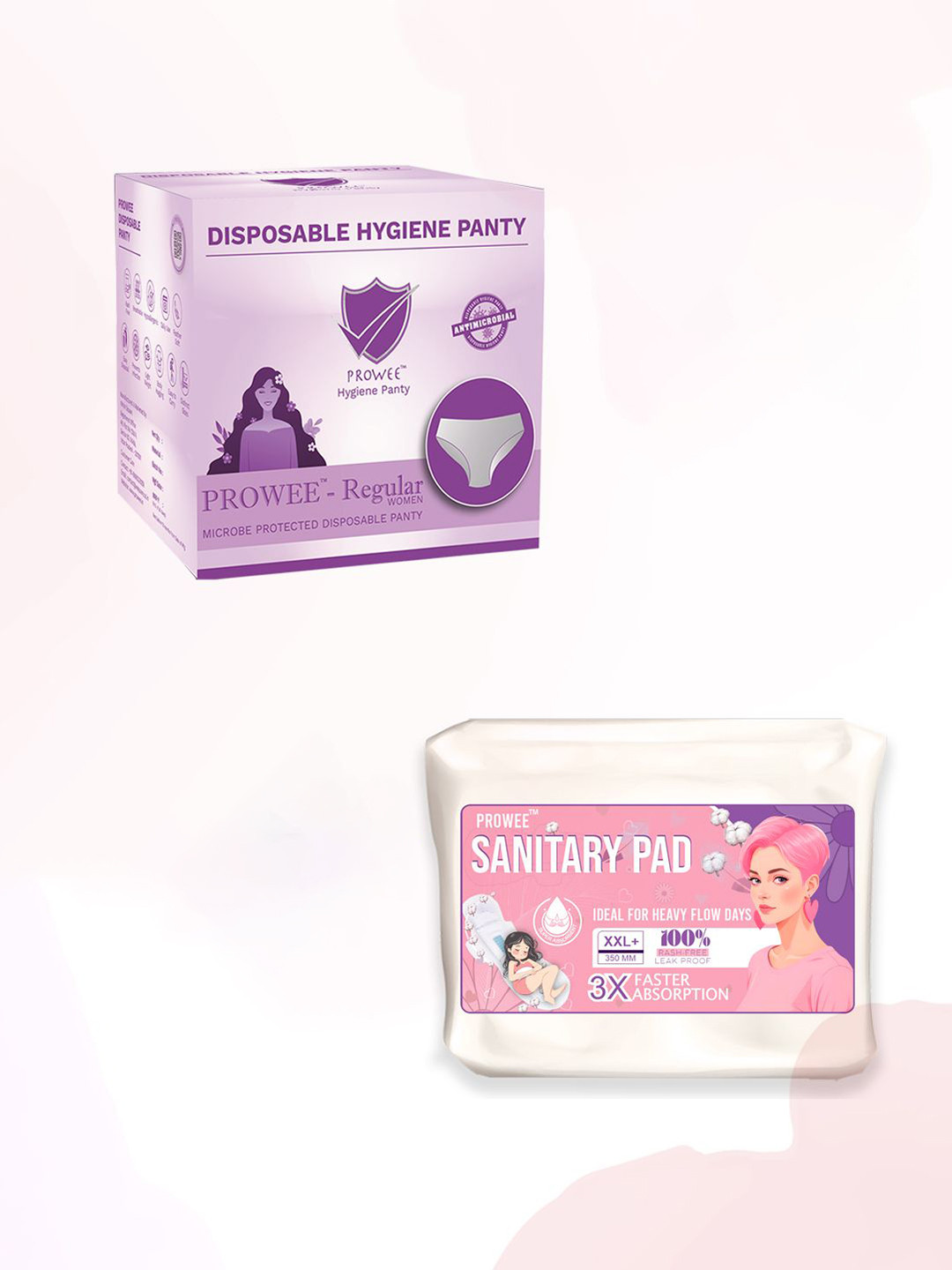 Prowee 10-Pcs Disposable Disposable Panty & Heavy Flow Sanitary Pad