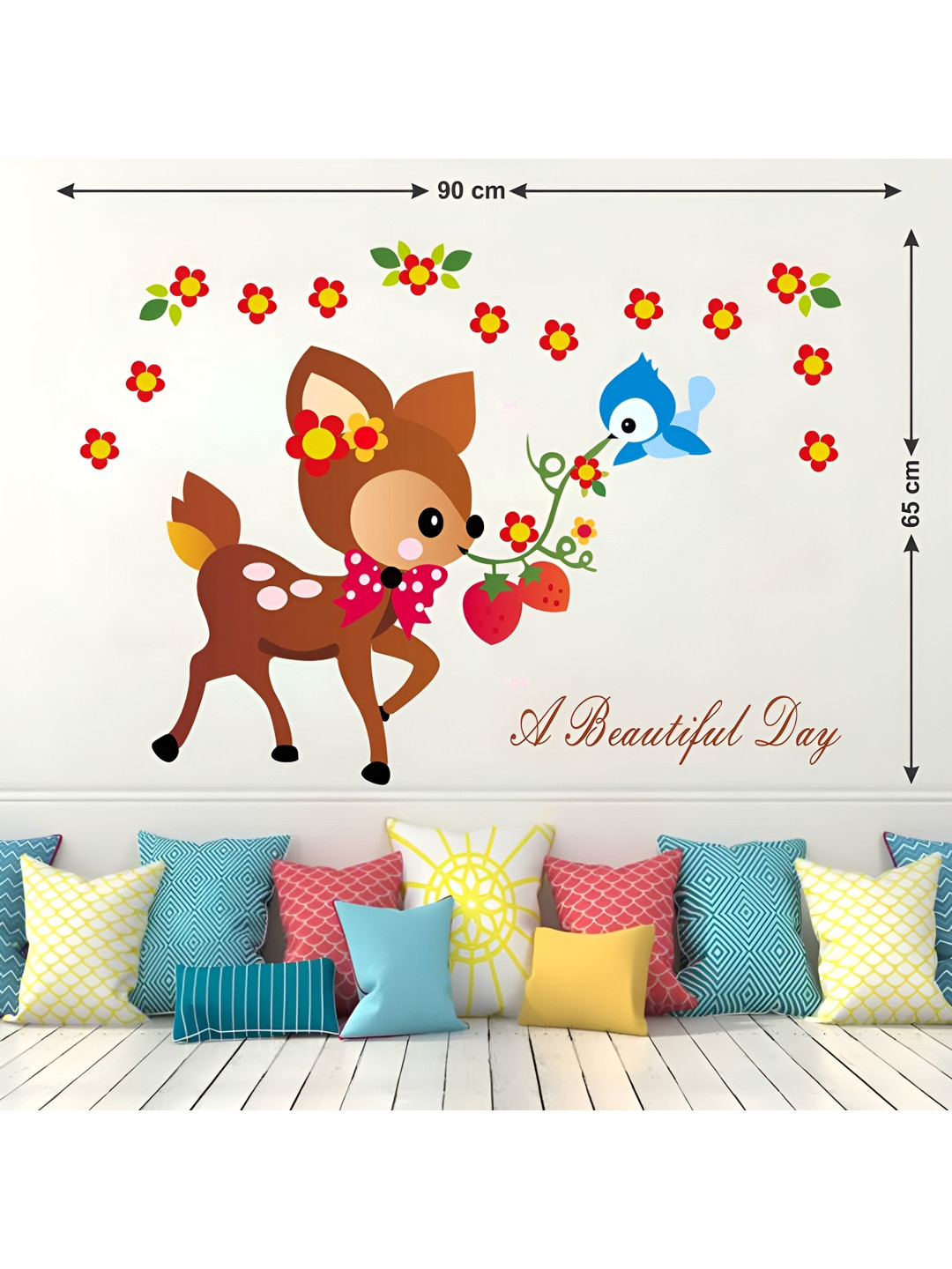 LANSTICK Deer with bird wallsticker