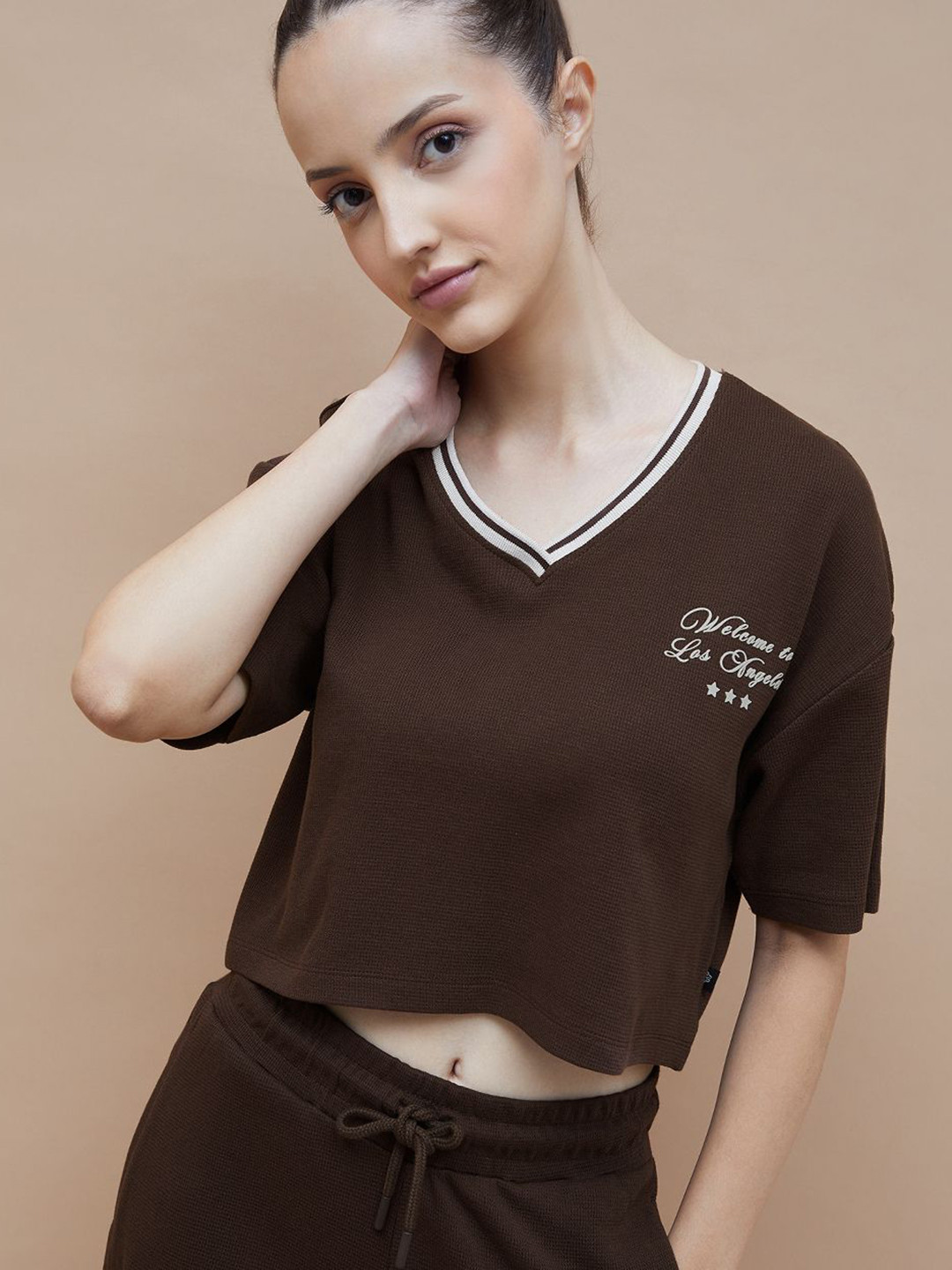 Kappa Typography Printed V Neck Short Sleeves T-shirt