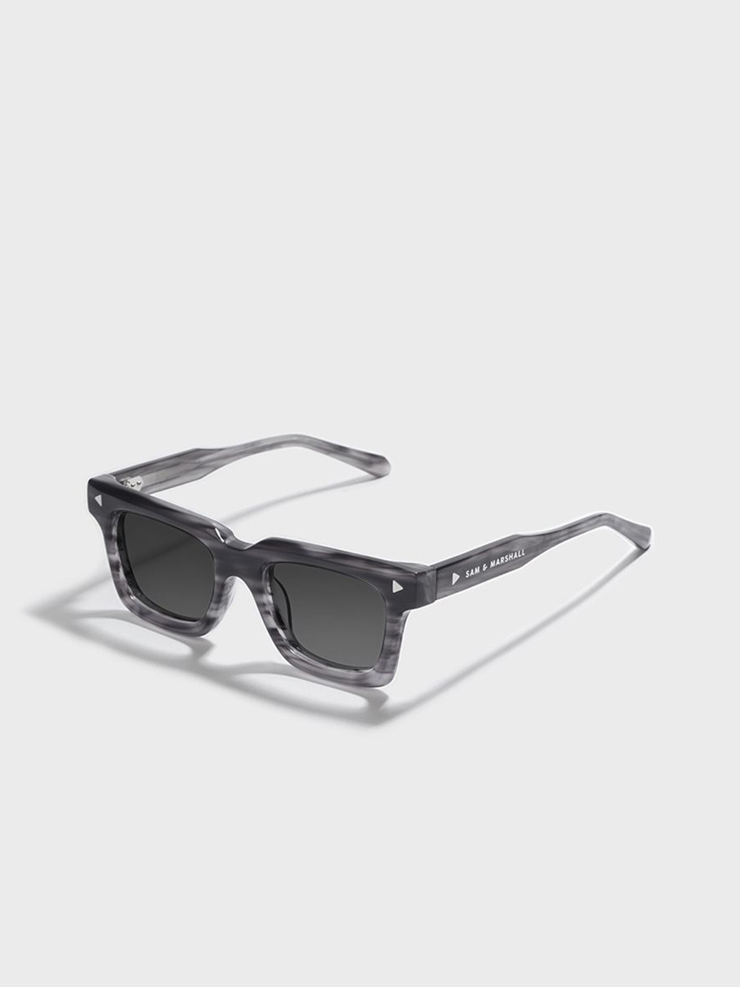 SAM & MARSHALL Unisex Square Sunglasses Polarised & UV Protected DUKE_TEXTURED_GREY_2973