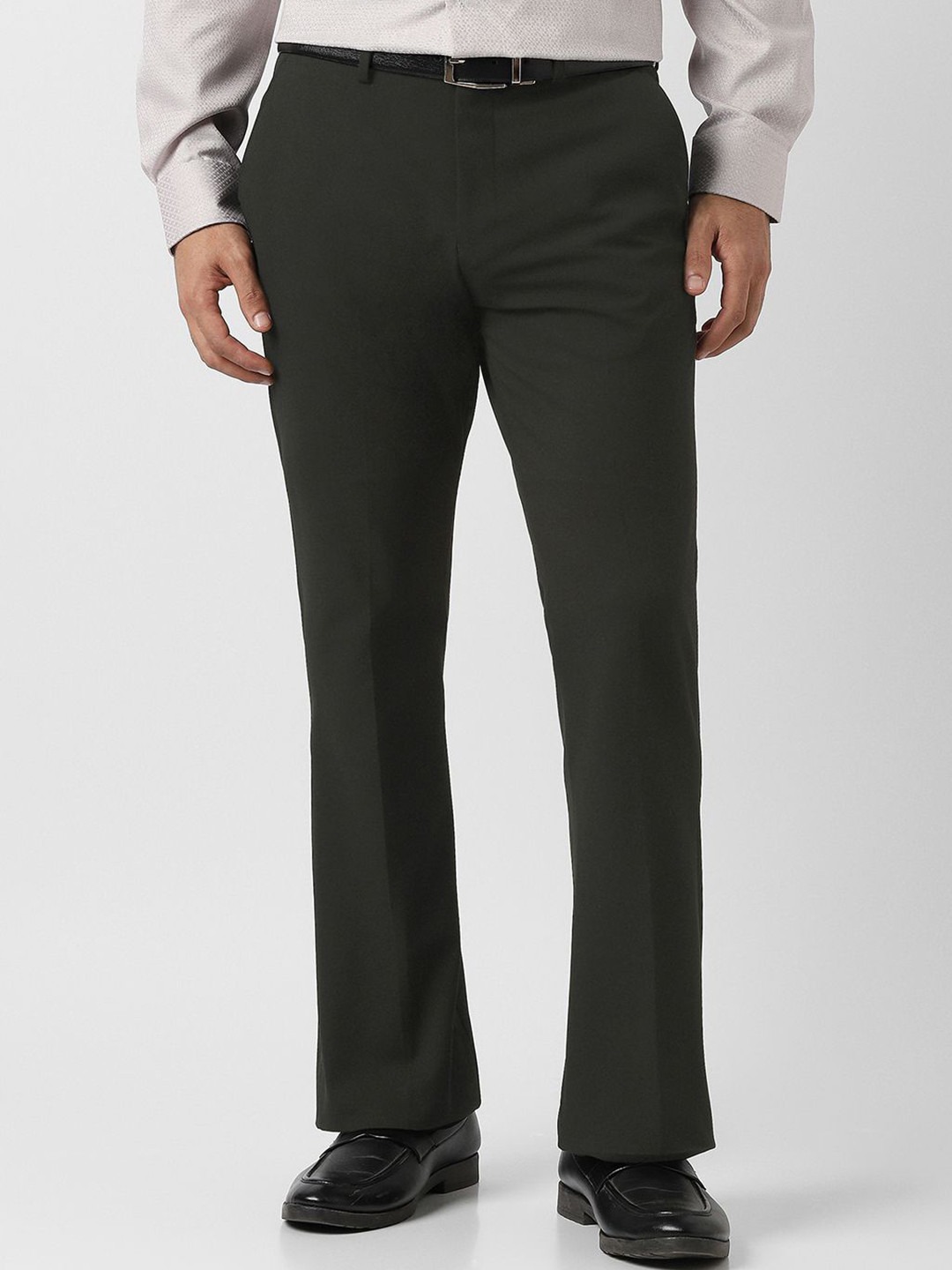 Van Heusen  Men Flared Mid-Rise Formal Trousers