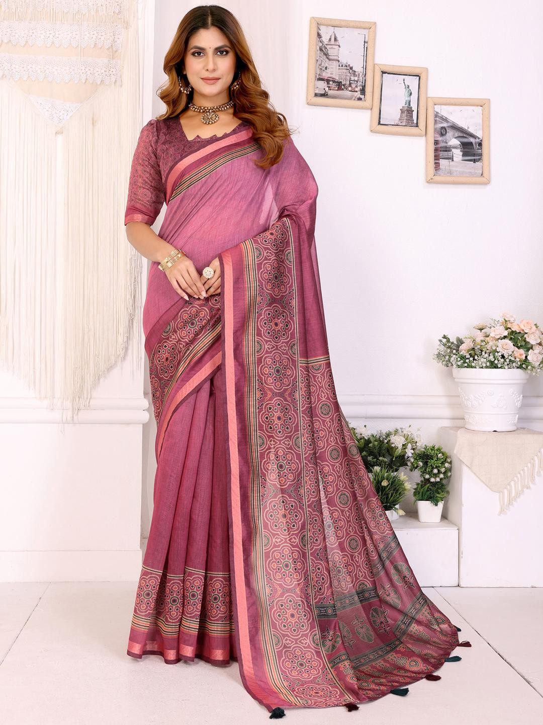 JYA Printed Celebrity Inspired  Banarasi Silk Saree For Women