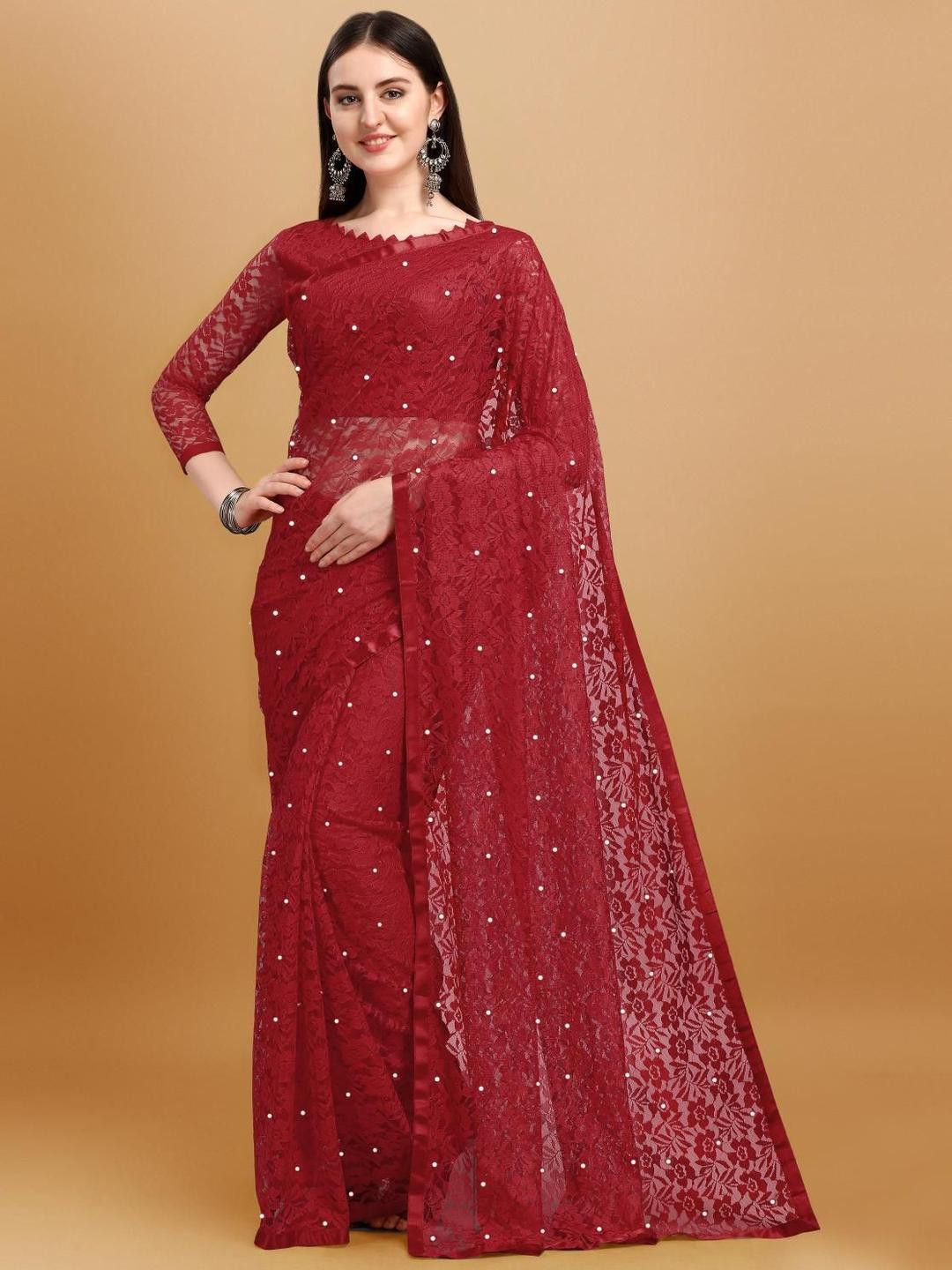 LOROFY Women Floral Woven Design Woven Design Festive Saree