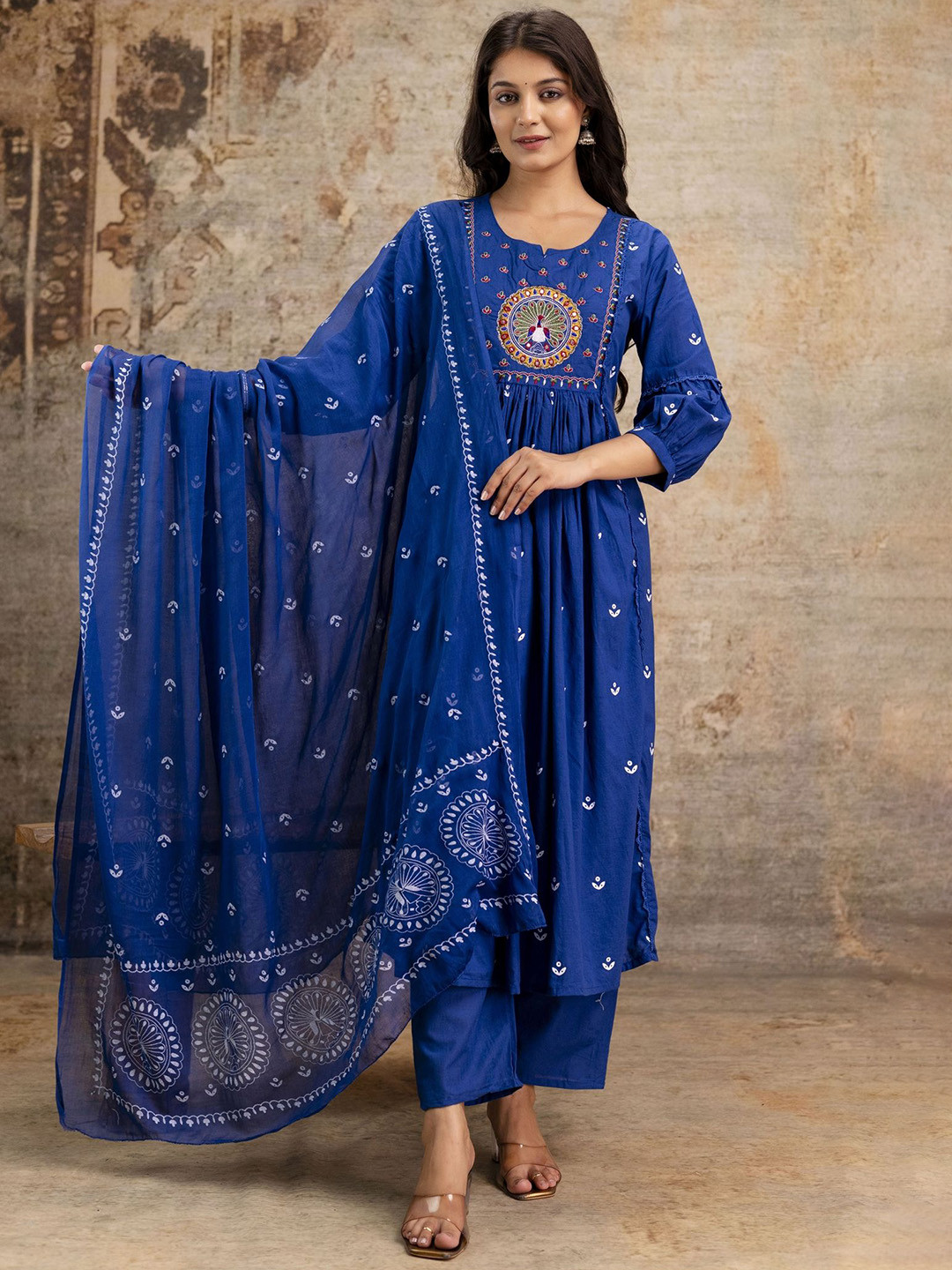 POSHART FASHION AS UNIQUE AS YOU ARE Women Embroidered Cotton Kurta Set With Dupatta