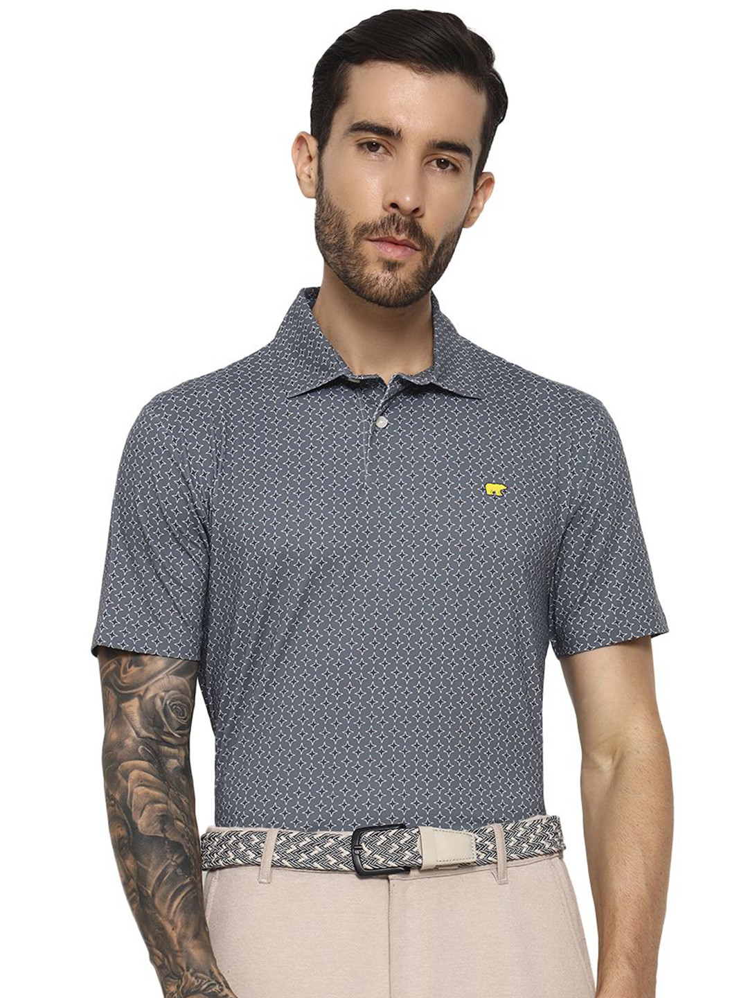 JACK NICKLAUS Geometric Printed Polo Collar T-shirt