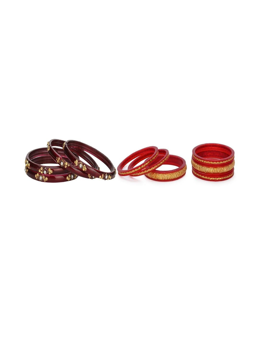 Somil Elegant Combo Glass Bangle Set | Handmade Traditional Chudi For Women | Perfect For Daily & Occasion Use, Combo Of 2 Set, Maroon, Golden