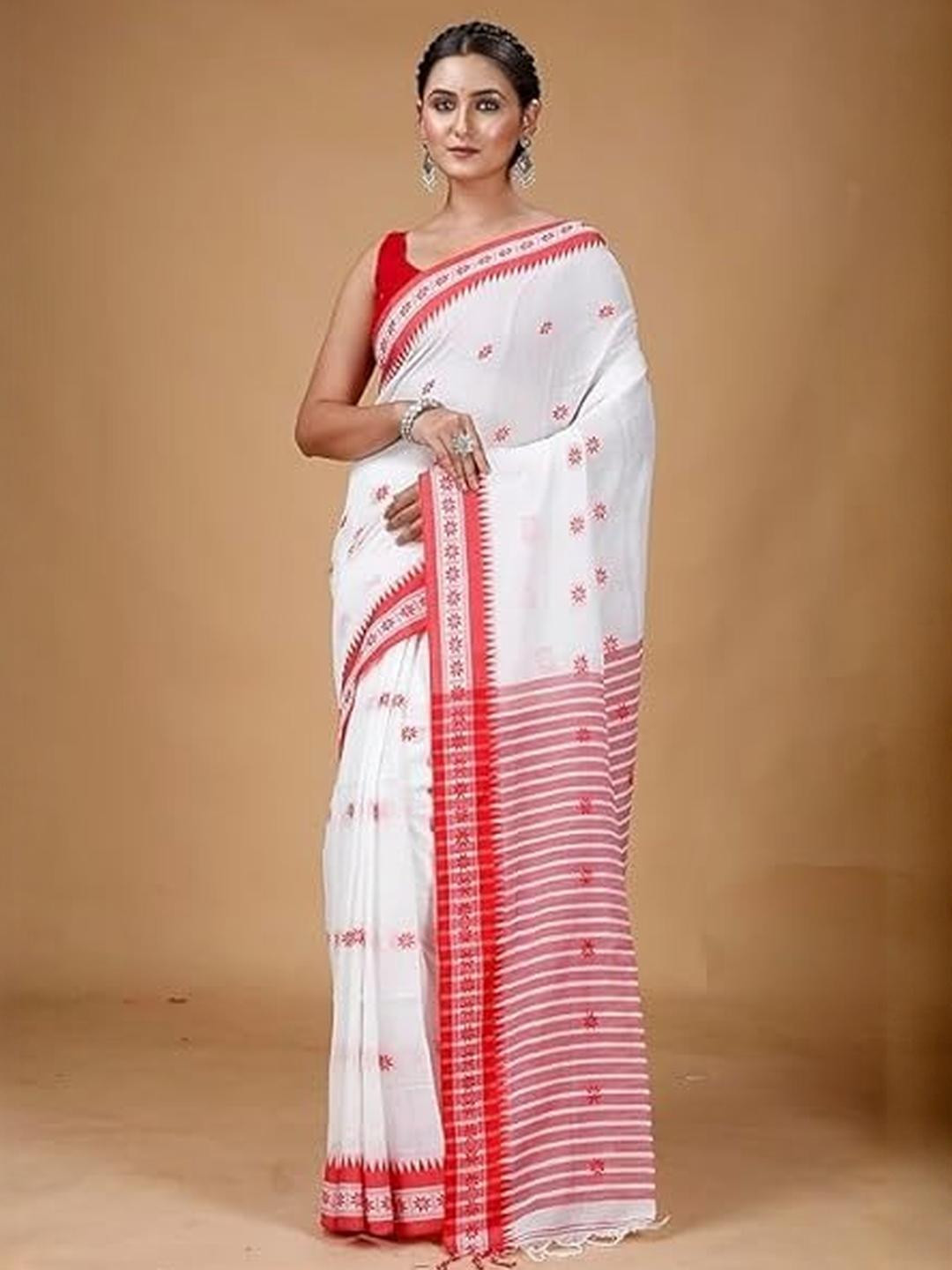 BALIKA TEXTILE Women White Sarees