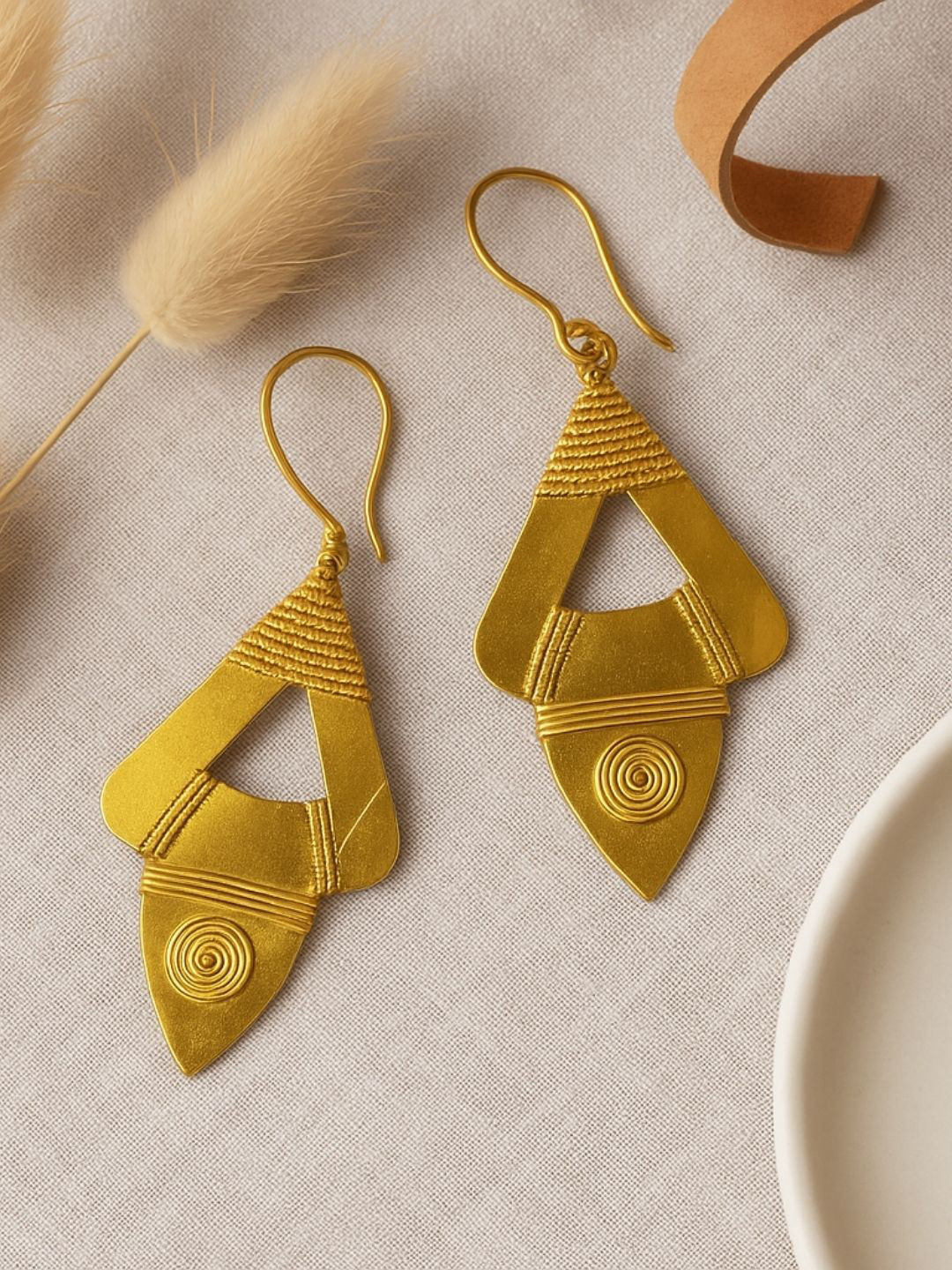 Unravel India Triangular Shaped Drop Earrings