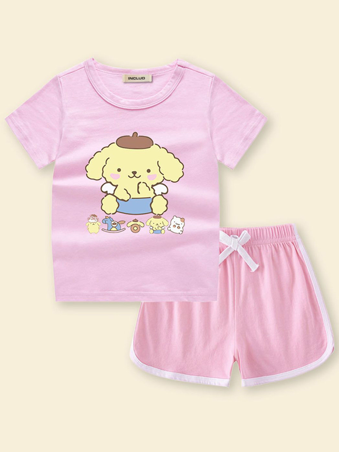 INCLUD Girls Graphics Printed T-shirt with Shorts