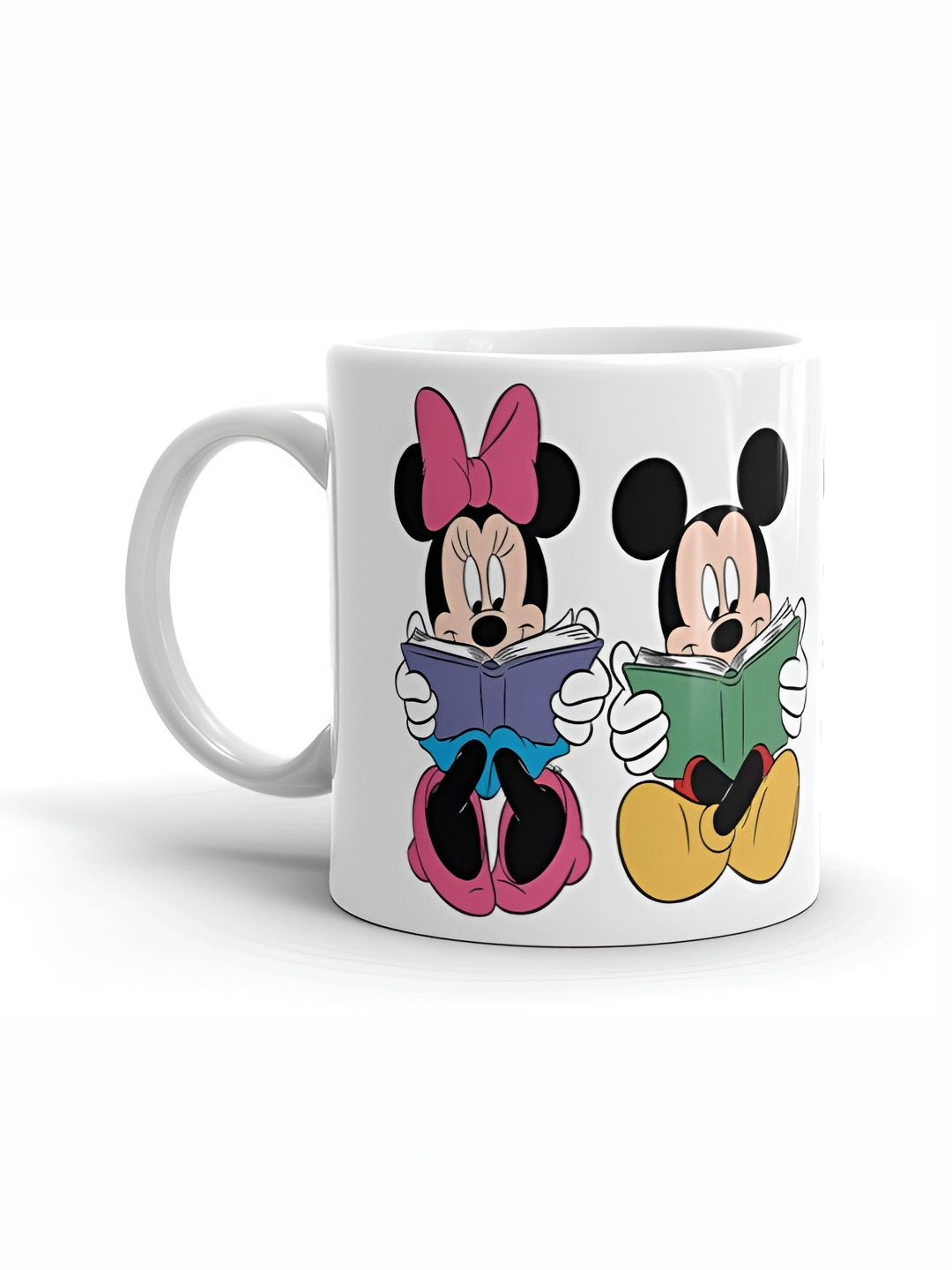 Mr UVD White & Pink Cartoon Character Printed Ceramic Glossy Mug - 350 ml