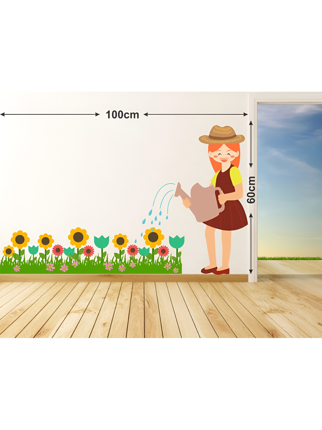 LANSTICK Girl With Flower Wall Sticker