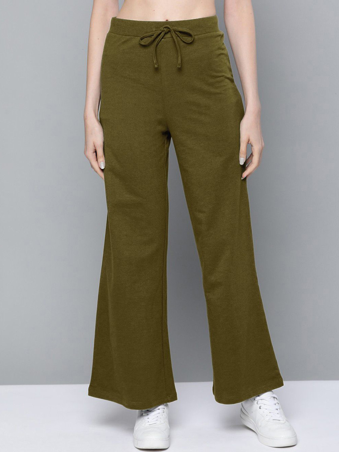 VOGAAN Women Smart Wide Leg Easy Wash Cotton Trouser