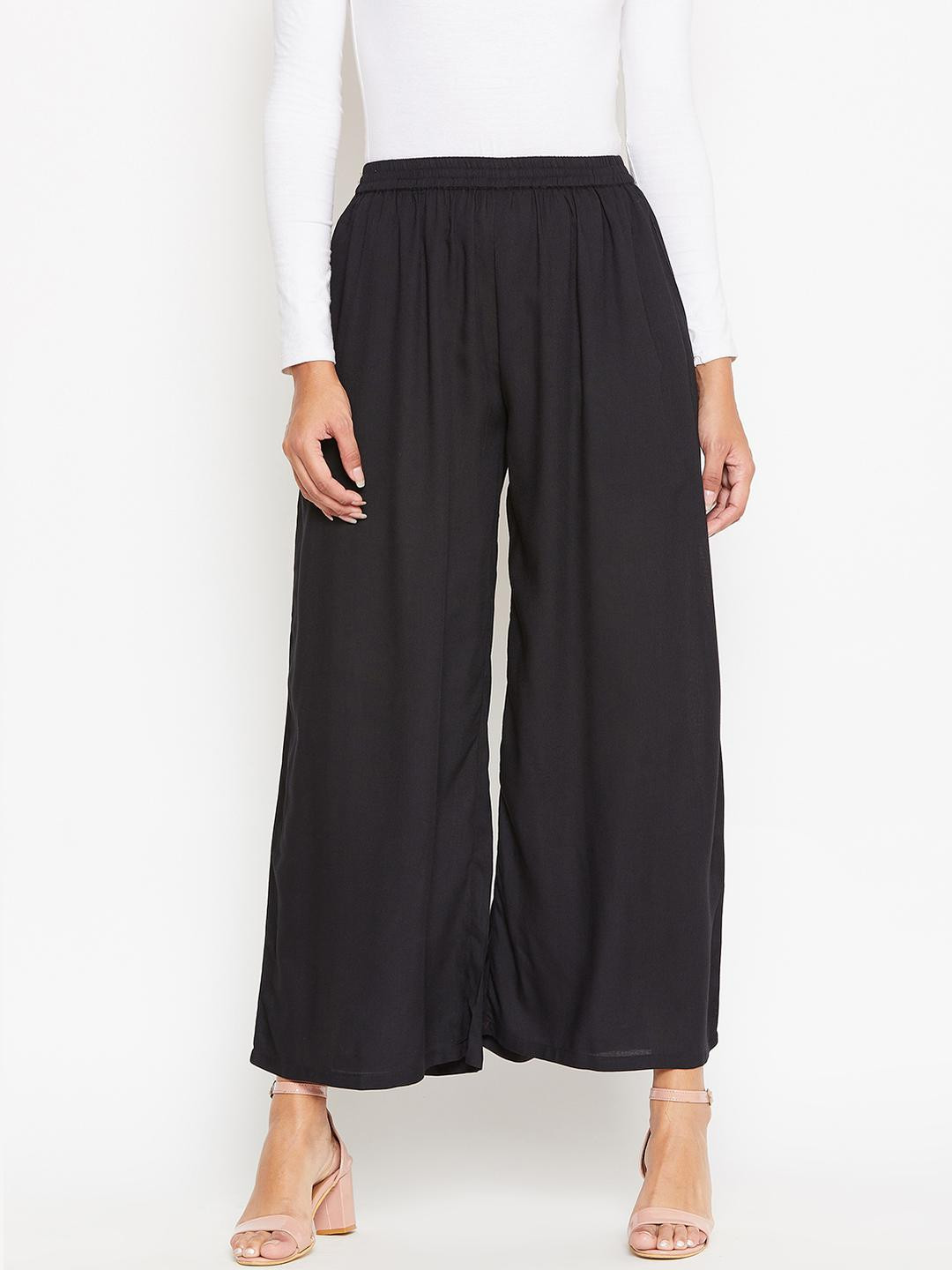Women Viscose Wide Leg Reguler Fit Solid Palazzo