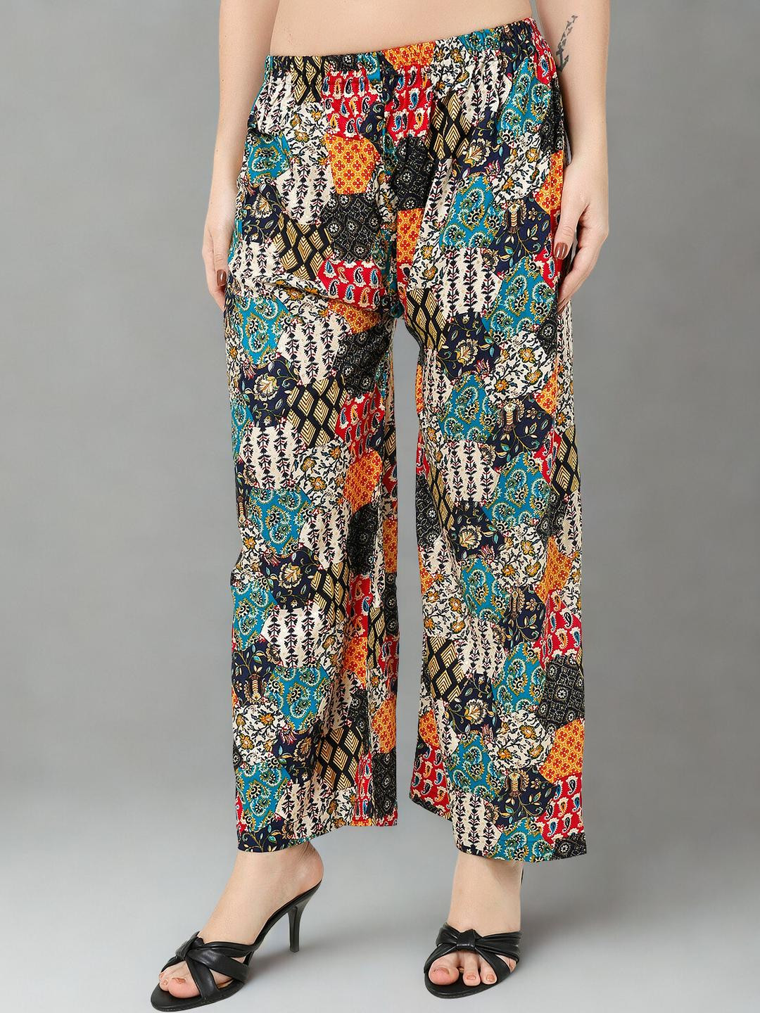 Mytrendzs Women Printed Flared Palazzo With Elastic Waistband