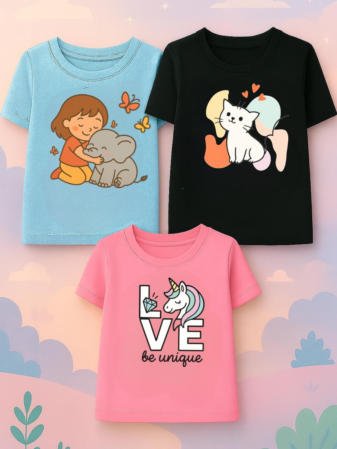 Damn Gud Girls Multicolour T-Shirt Pack of 21