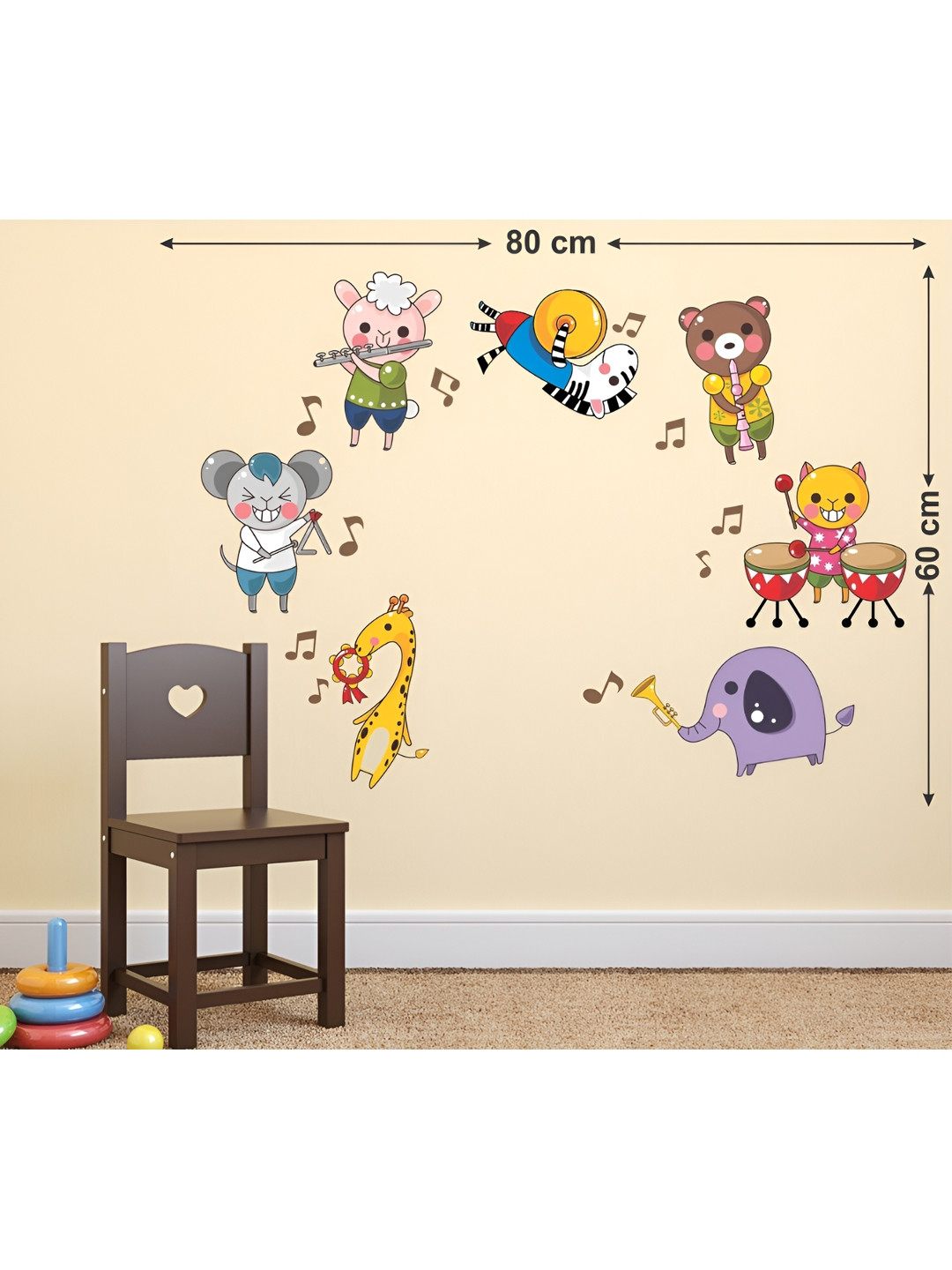 LANSTICK Cartoon Music Notes & Character Print Wall Sticker