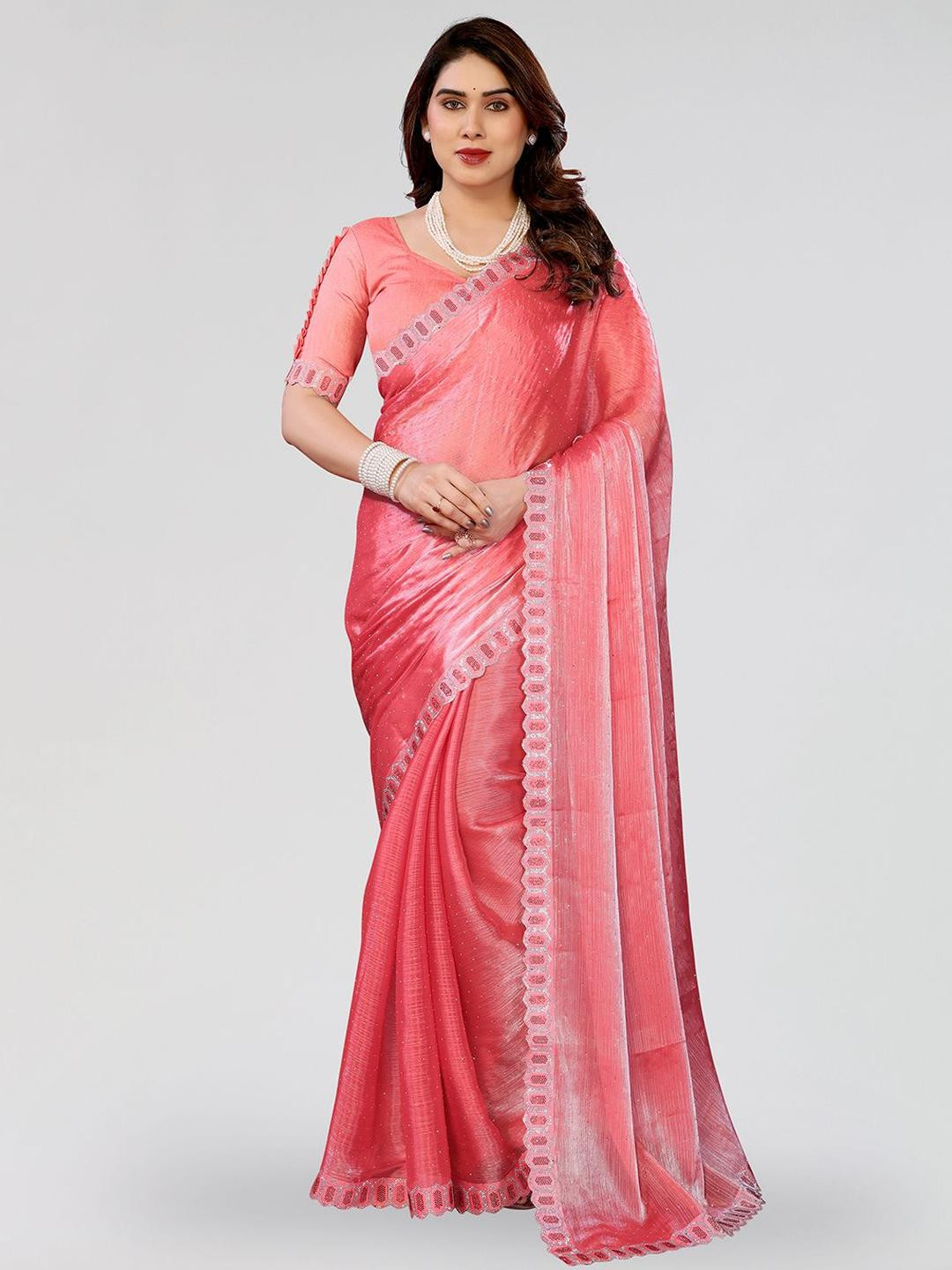 Moda Rapido Moda Rapido Stunning Jimmy Choo Saree with Diamond Embroidery & Designer Lace