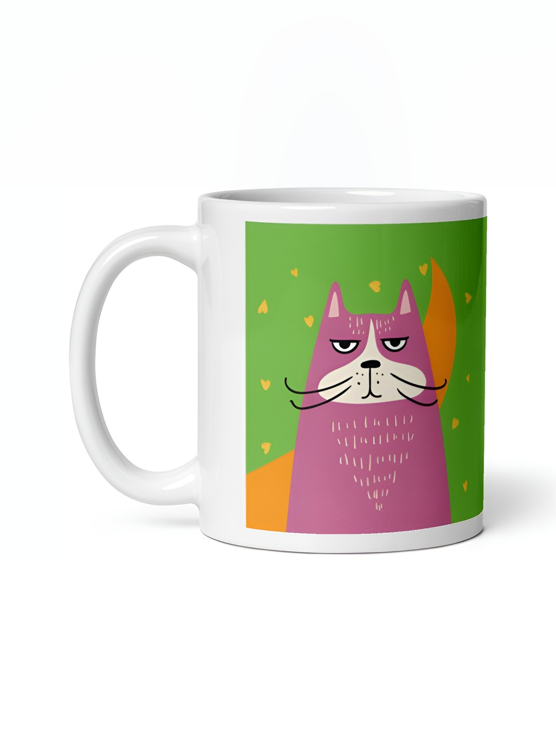 Mr UVD White Anima Print Printed Ceramic Glossy Mug 350 ml