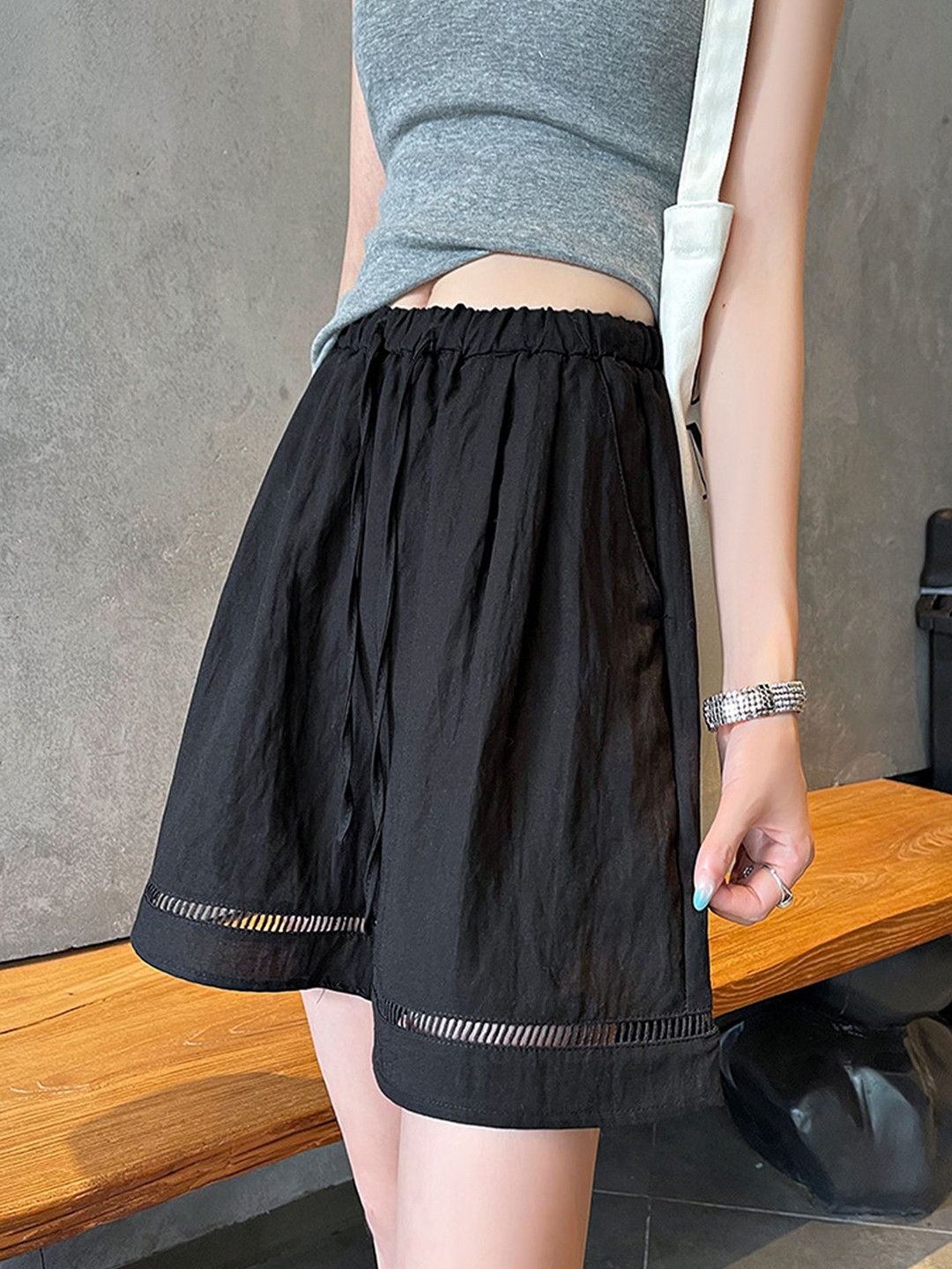 LULU & SKY Women Loose Fit Mid-Rise Lace-inset Shorts