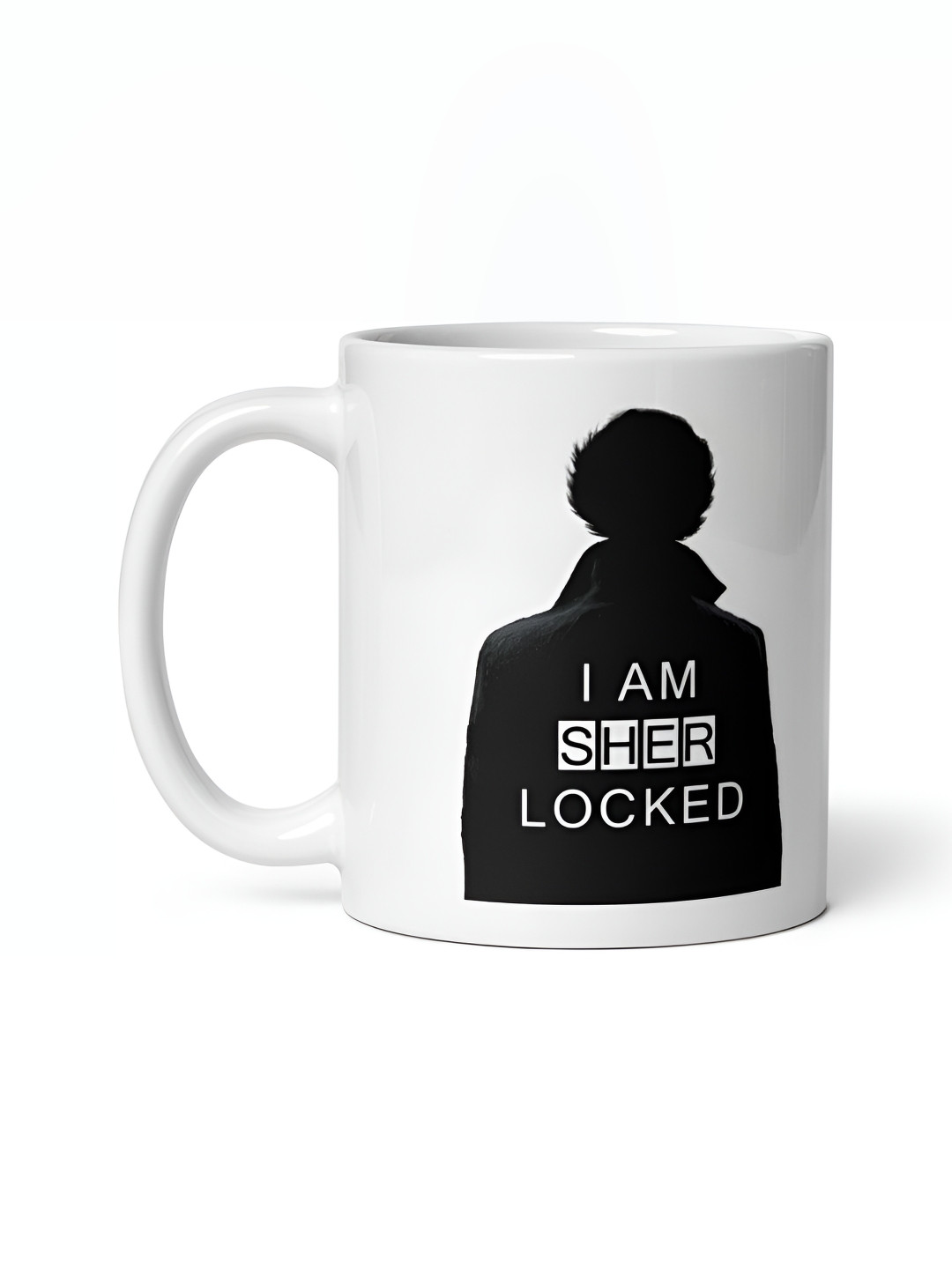 Mr UVD White & Black Sherlock Printed Ceramic Mug 350ml