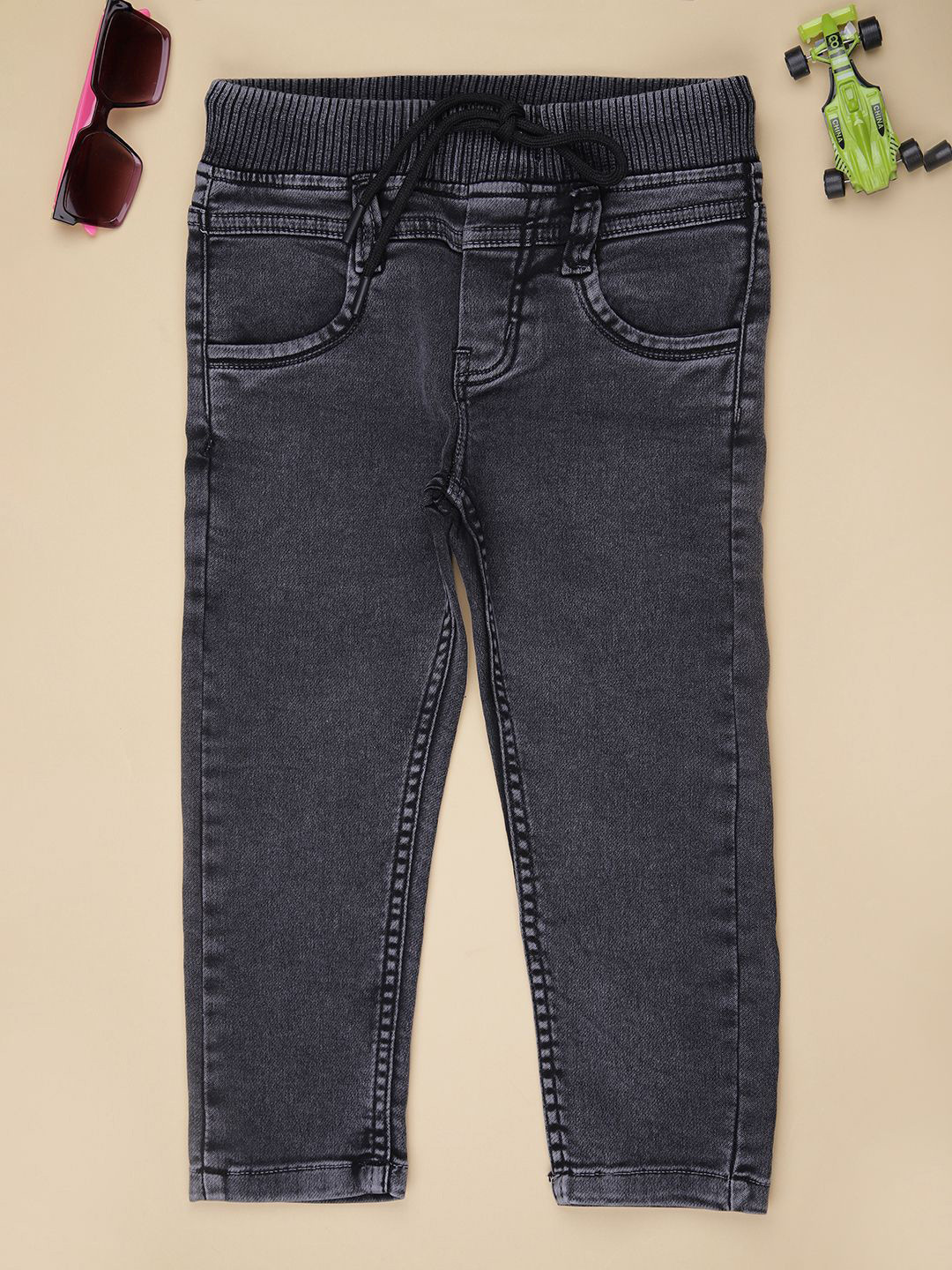 V-Mart Boys Solid Pc Dobby Denim Mid-Rise Jeans