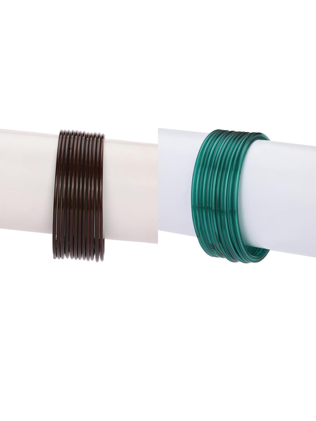 Somil Plain Glass Bangles Set For Women & Girls | Elegant Brown & Radium Chudi | Handmade Traditional Bangles For Daily & Festive, Party, Function | Everyday & Special Occasions, Pack Of 24 -A116